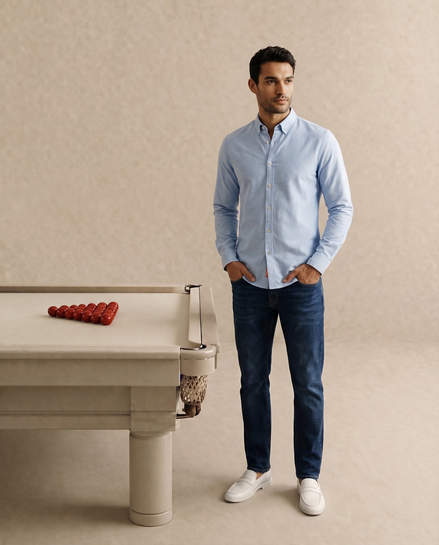 Ice Blue 100% Cotton Oxford Chambray Shirt
