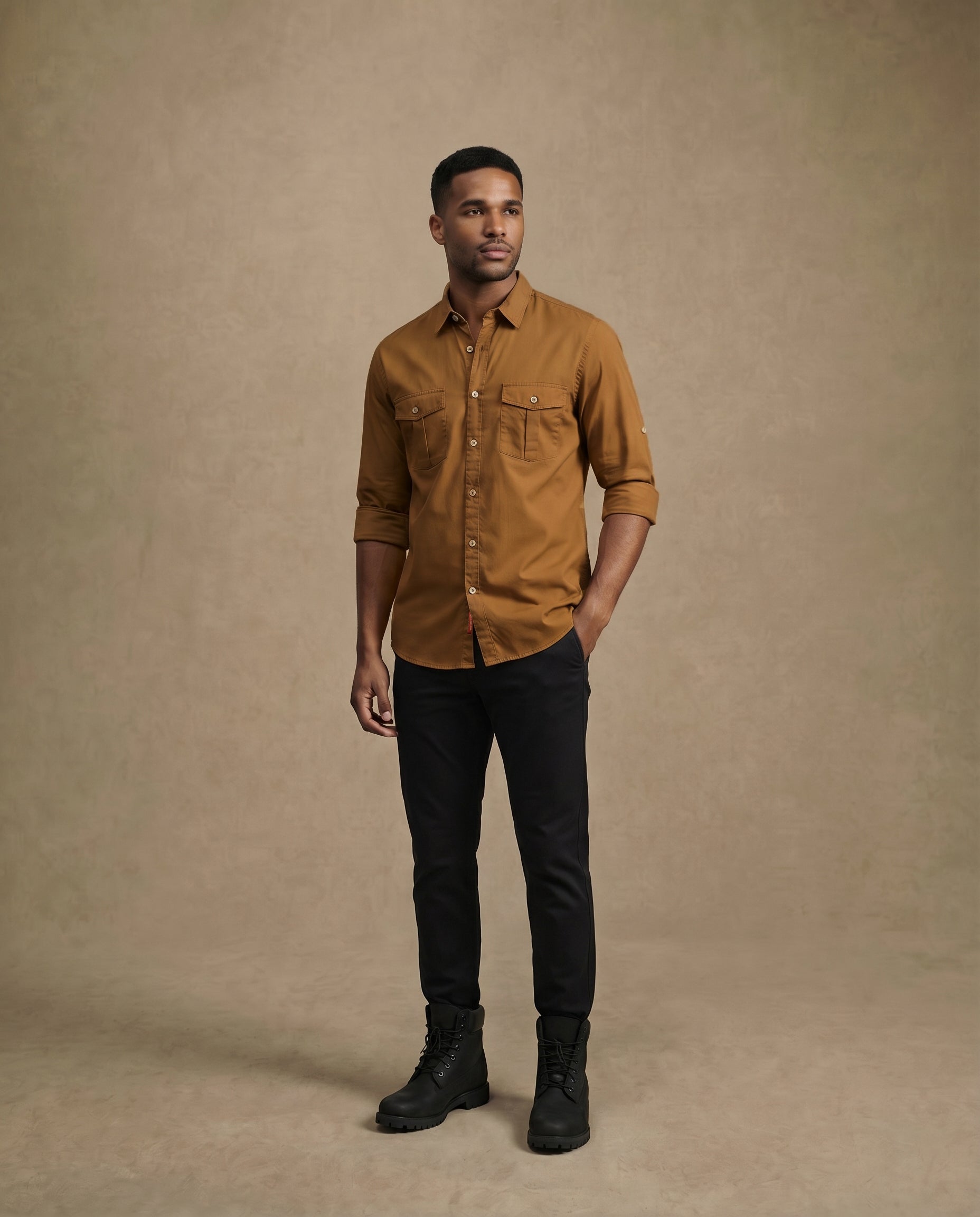 100% Cotton Water Repellant Deep Ochre Safari Shirt