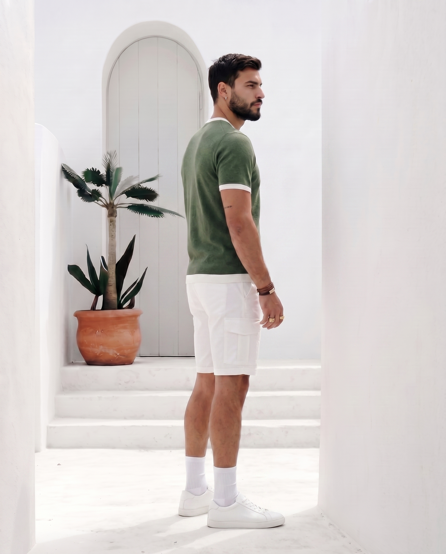 Khaki Green Mill Contrast T-Shirt