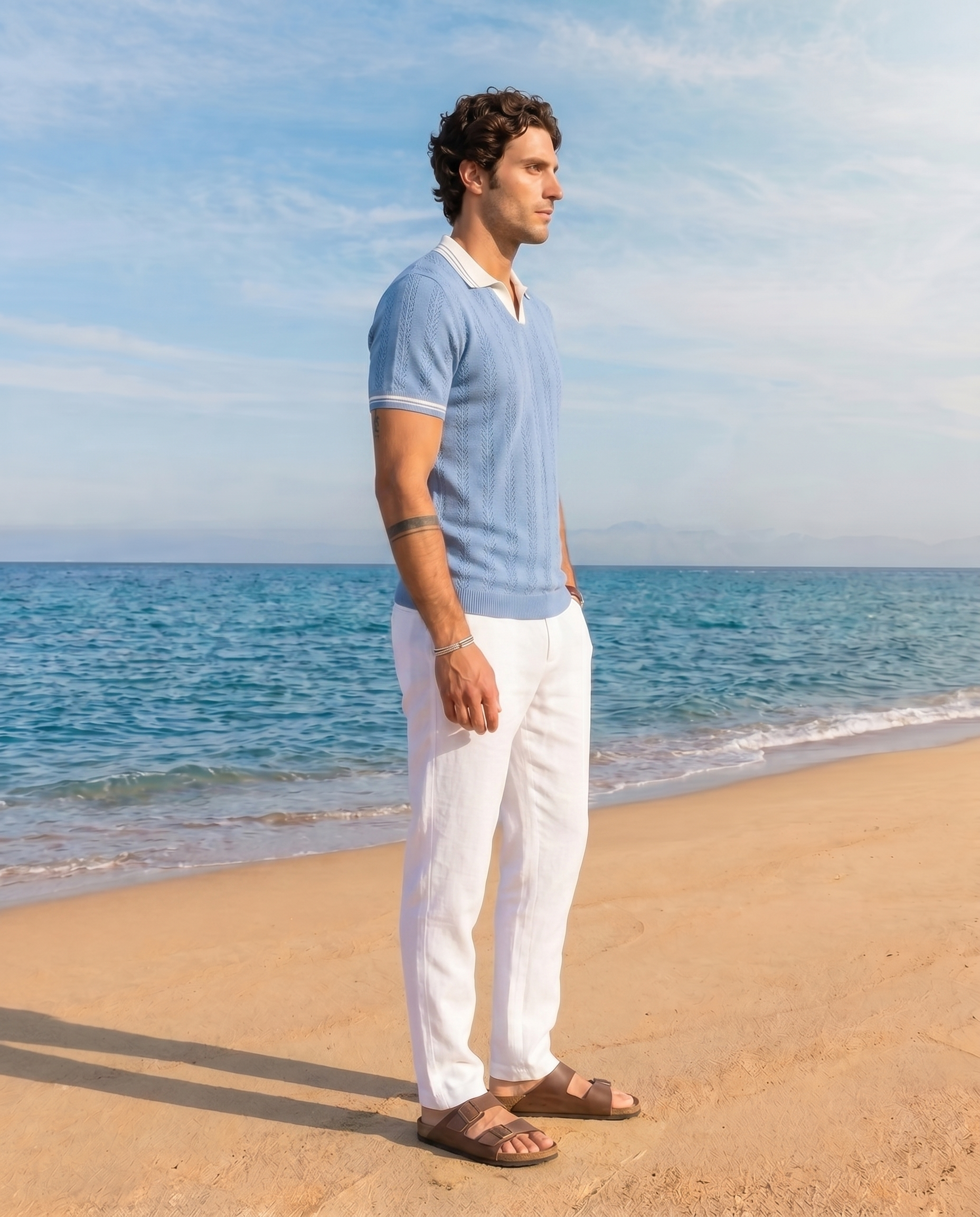 Sky Blue Mill Varsity V-Polo
