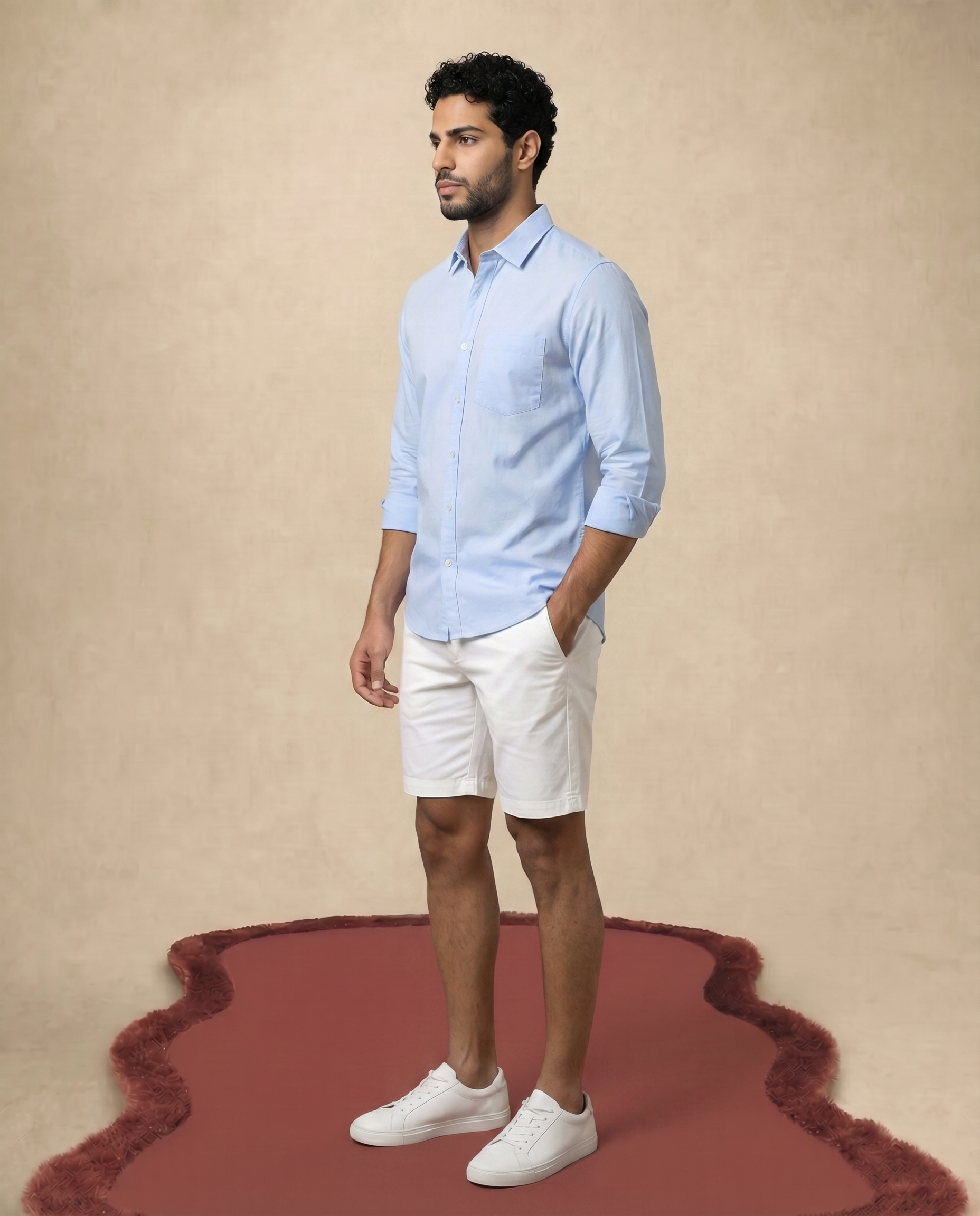 Sky Blue Heavy Oxford Stretch Cotton Shirt