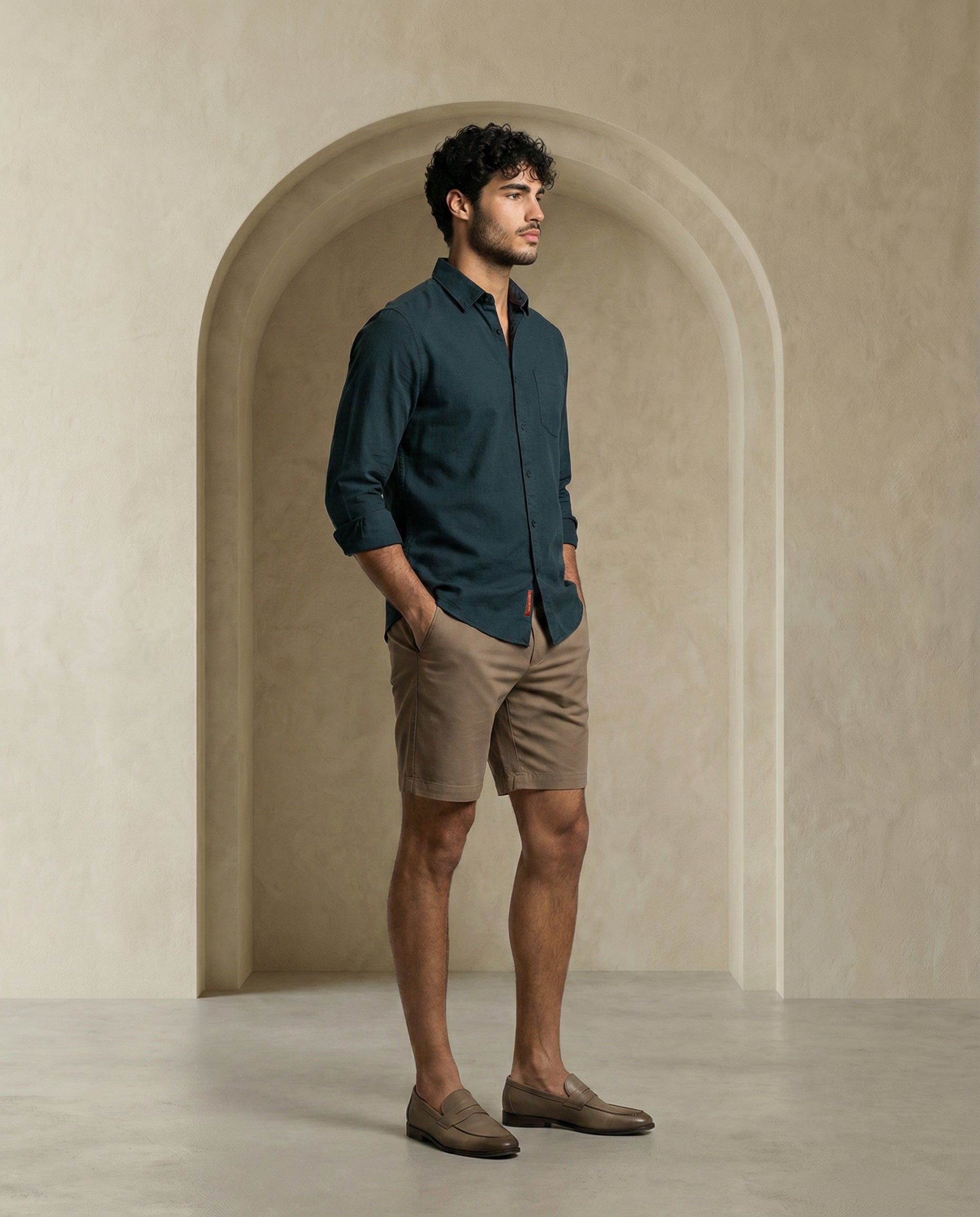 Forest Green Heavy Oxford Stretch Cotton Shirt