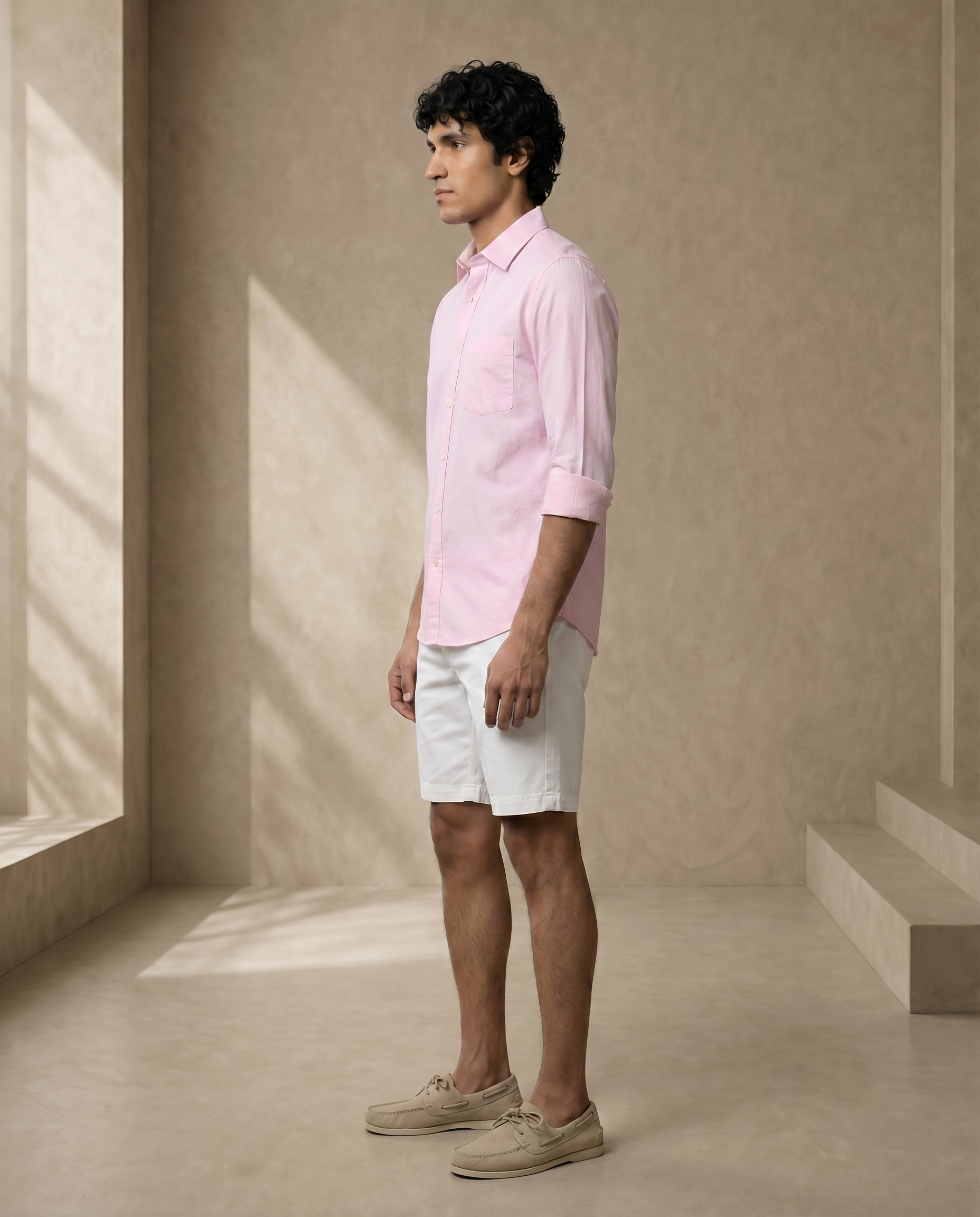 Baby Pink Heavy Oxford Stretch Cotton Shirt