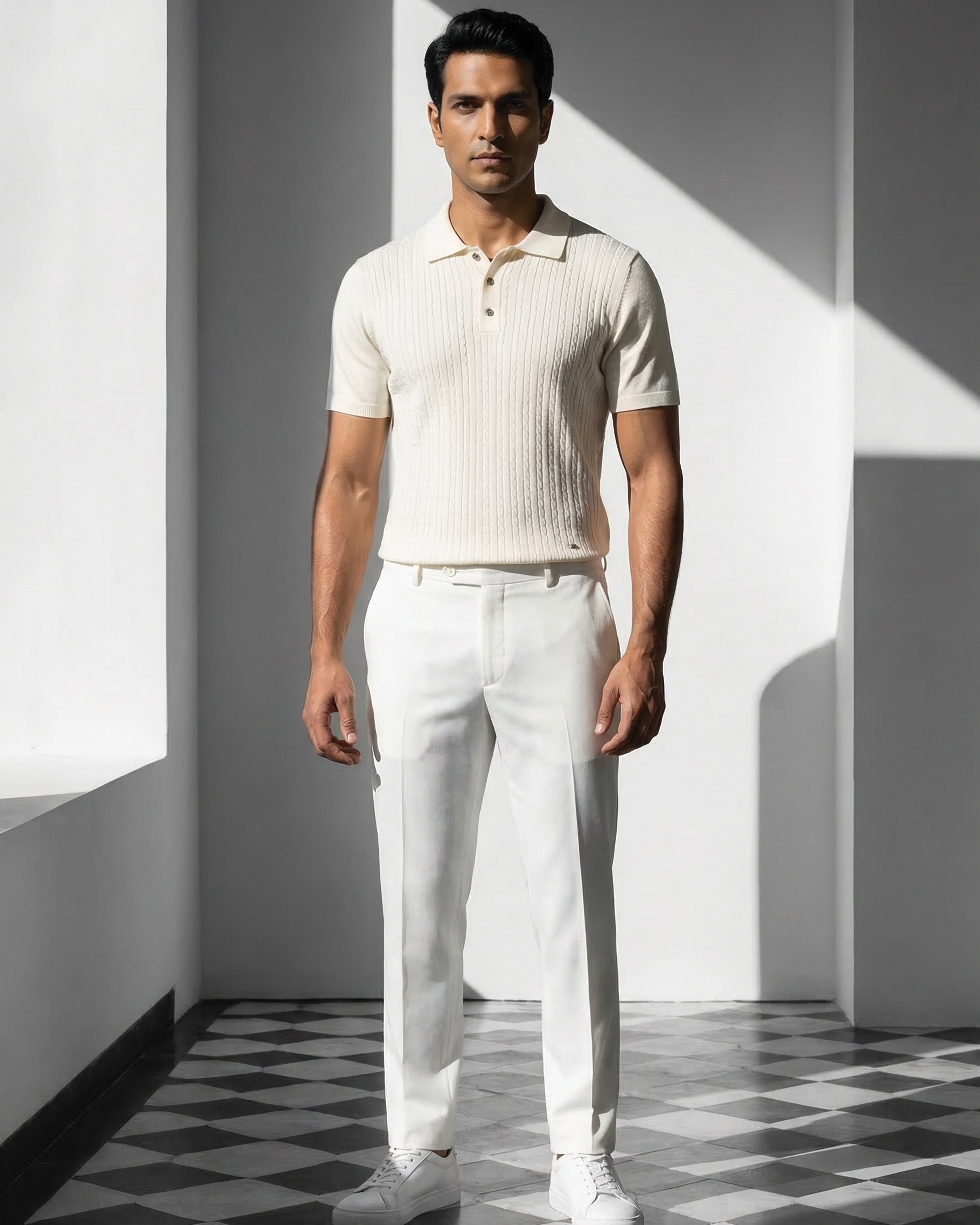 Soft White Cable B-Polo - 100% Cotton - II