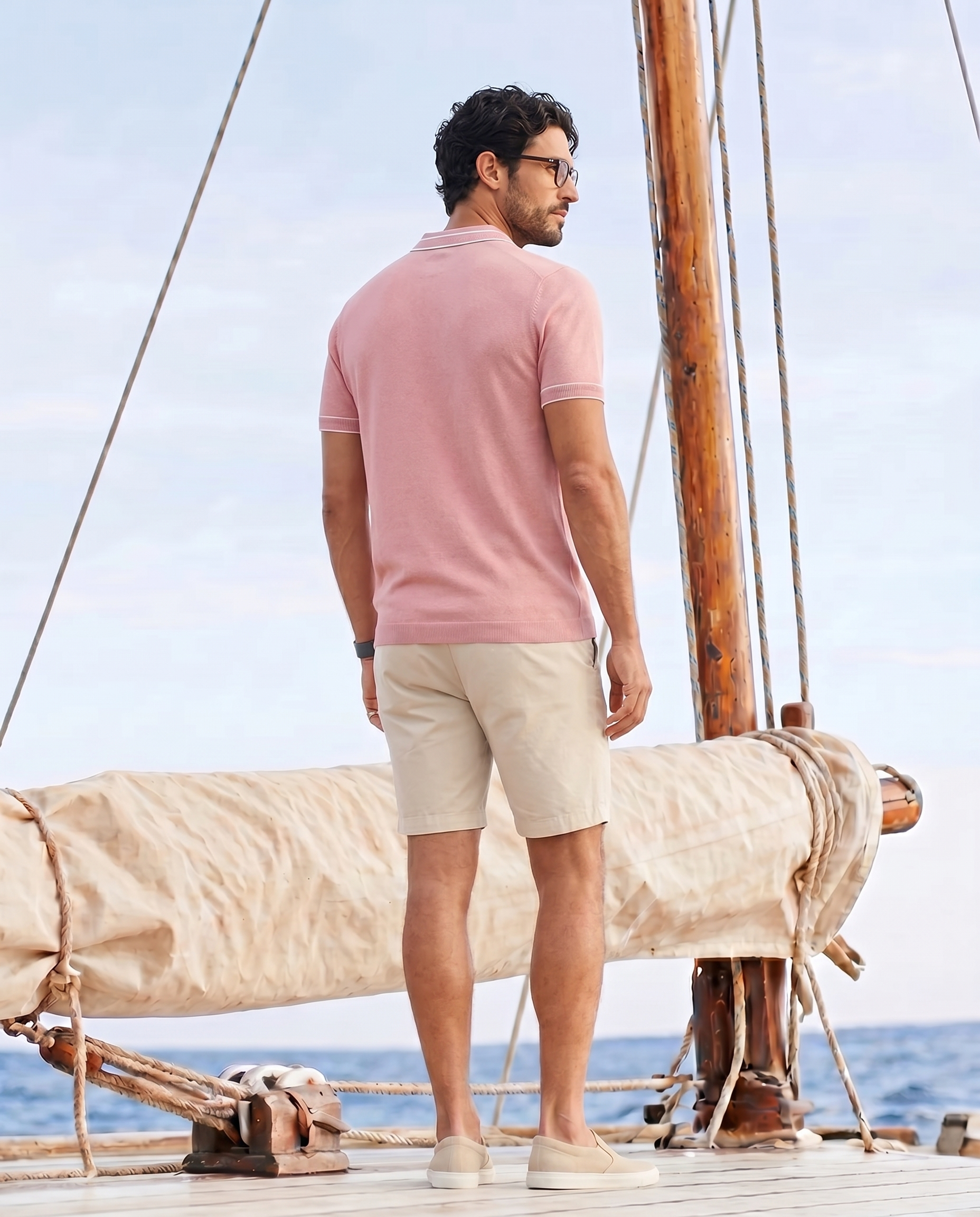 Clay Pink Structured Collar Tipping B-Polo