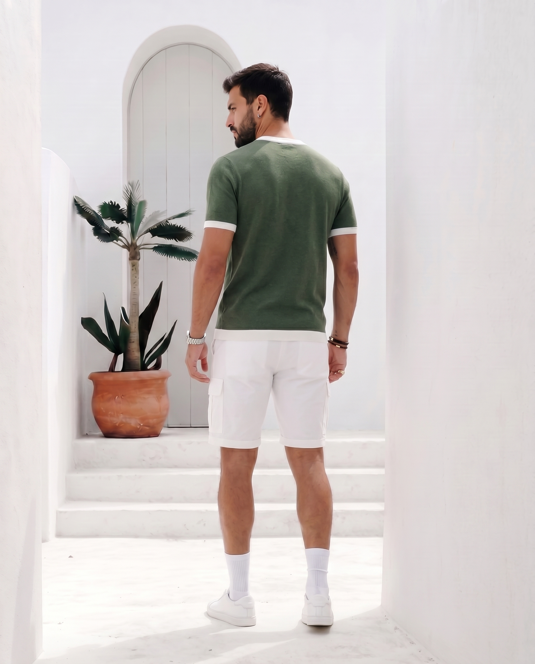 Khaki Green Mill Contrast T-Shirt