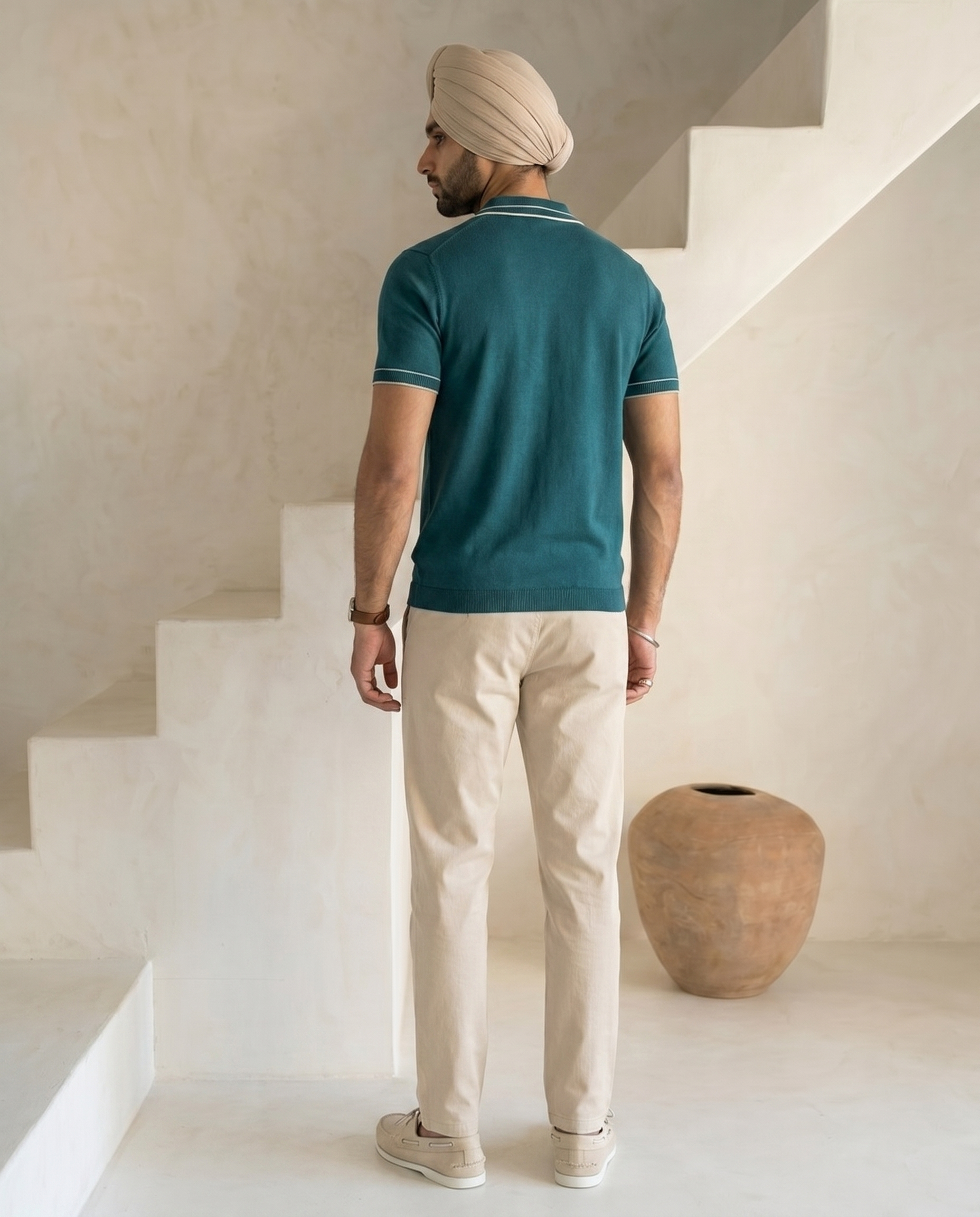 Ele Green Structured Collar Tipping B-Polo