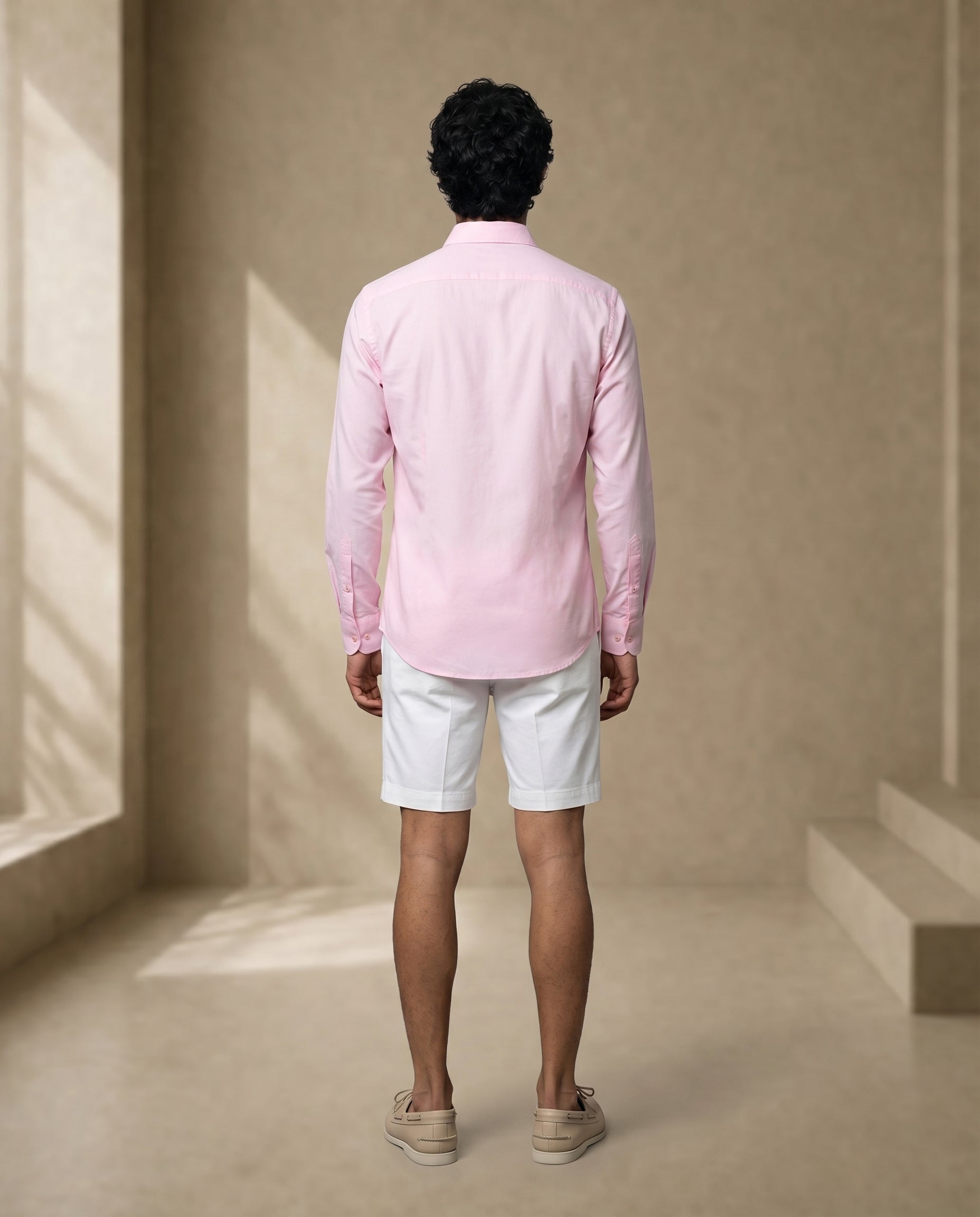 Baby Pink Heavy Oxford Stretch Cotton Shirt