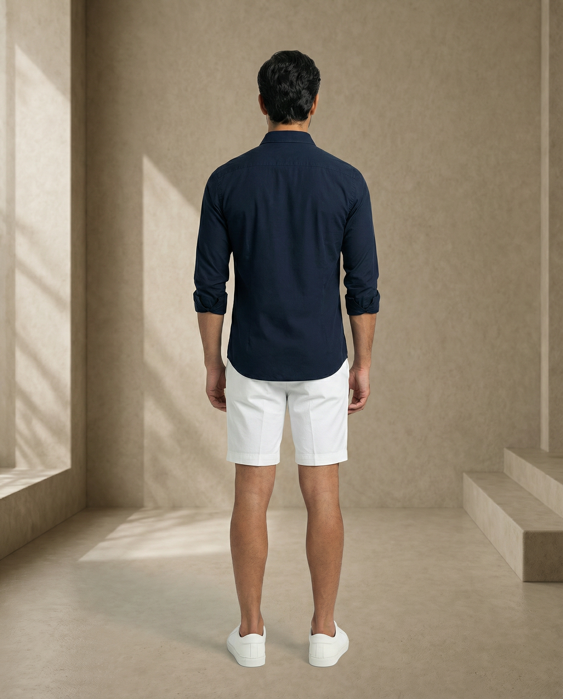 Midnight Blue Poplin Stretch Cotton Shirt