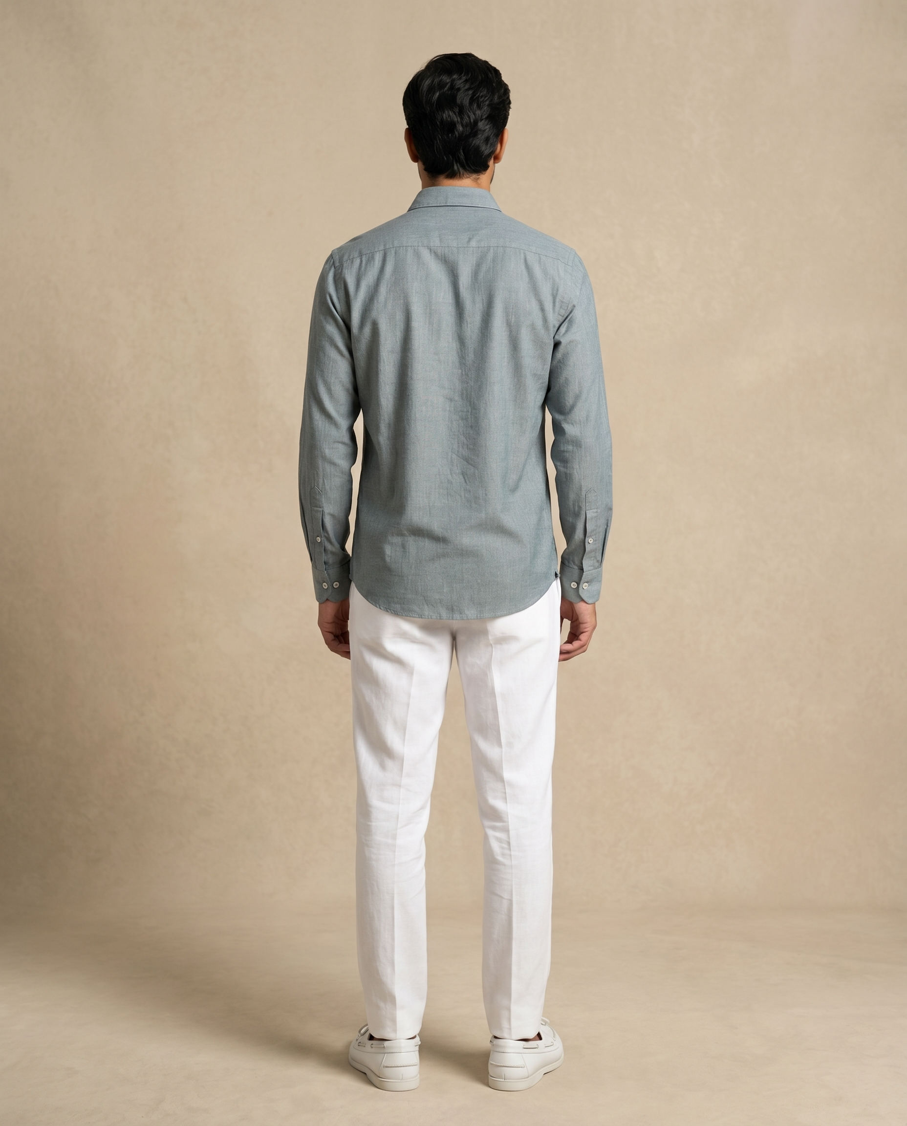 Asphalt Blue Linen Blend Shirt