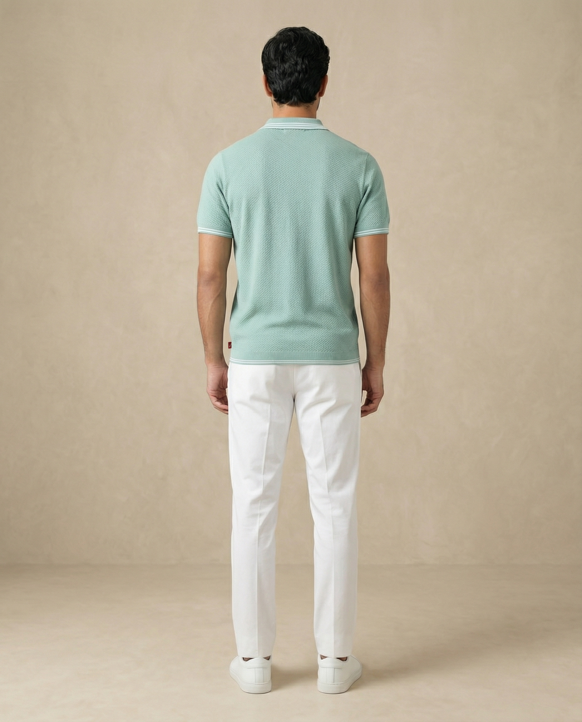 Mint Green Ultra Stretch Waffle V-Polo