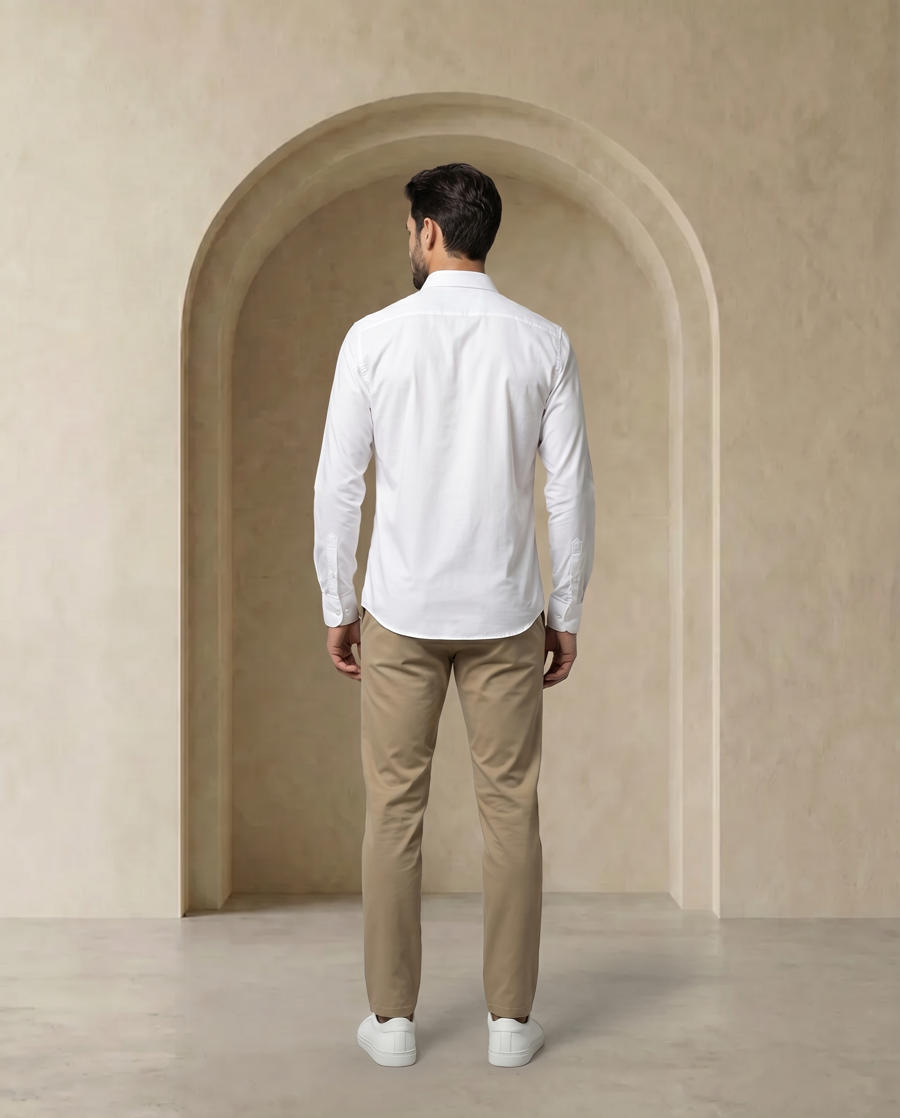 Pure White Poplin Stretch Cotton Shirt