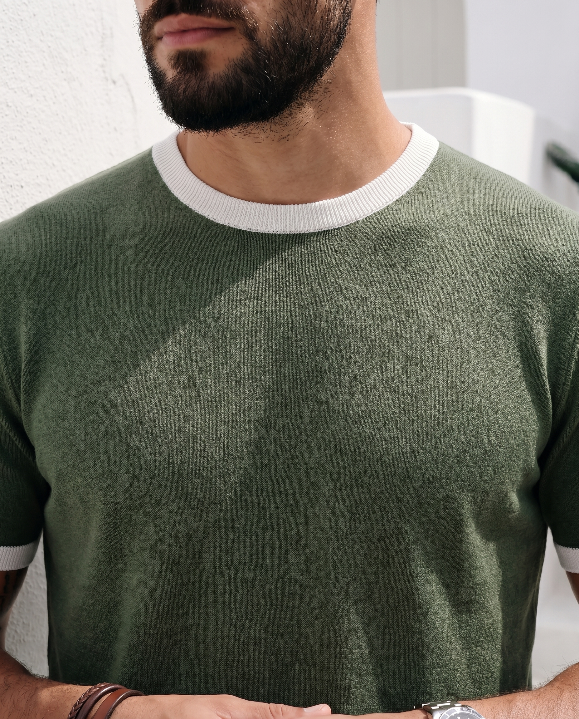 Khaki Green Mill Contrast T-Shirt