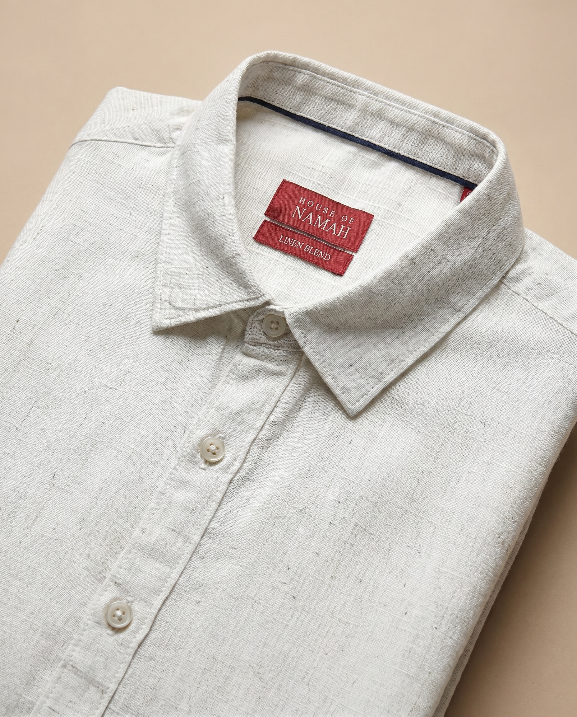 Natural Linen Blend Half-placket Shirt