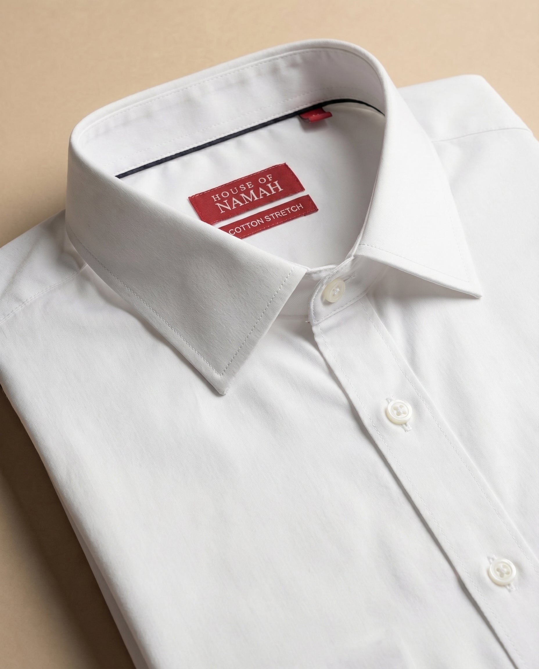 Pure White Poplin Stretch Cotton Shirt
