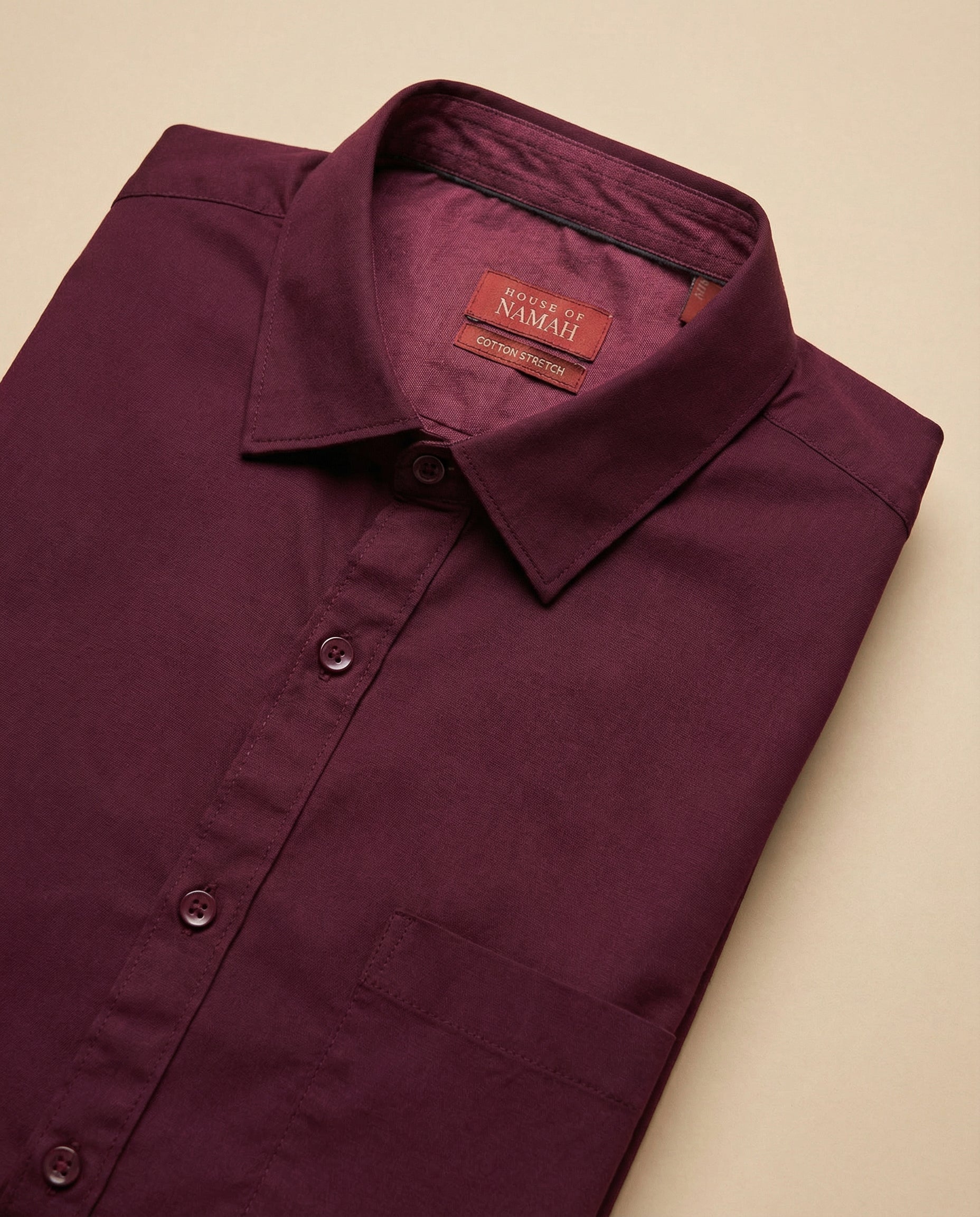 Deep Maroon Heavy Oxford Stretch Cotton Shirt