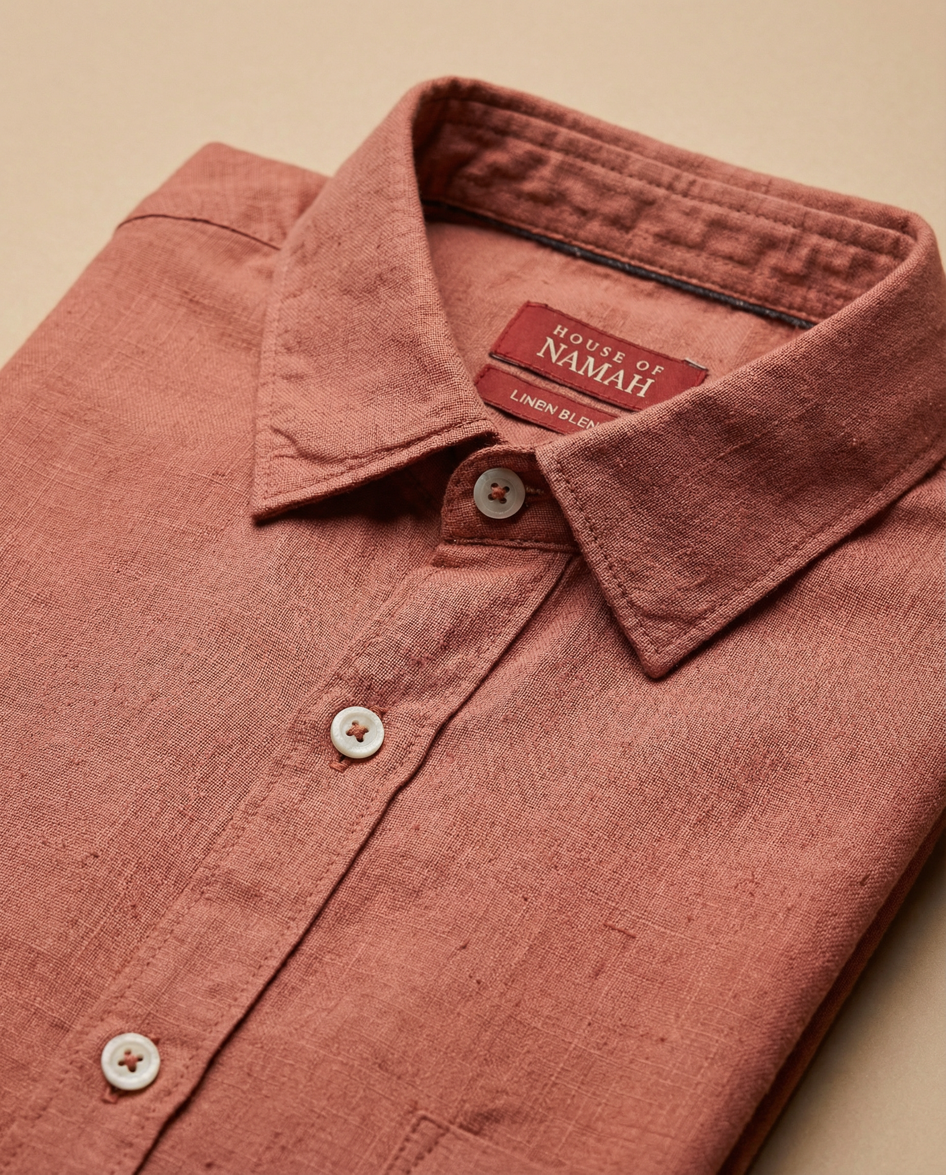 Burnt Ochre Linen Blend Shirt