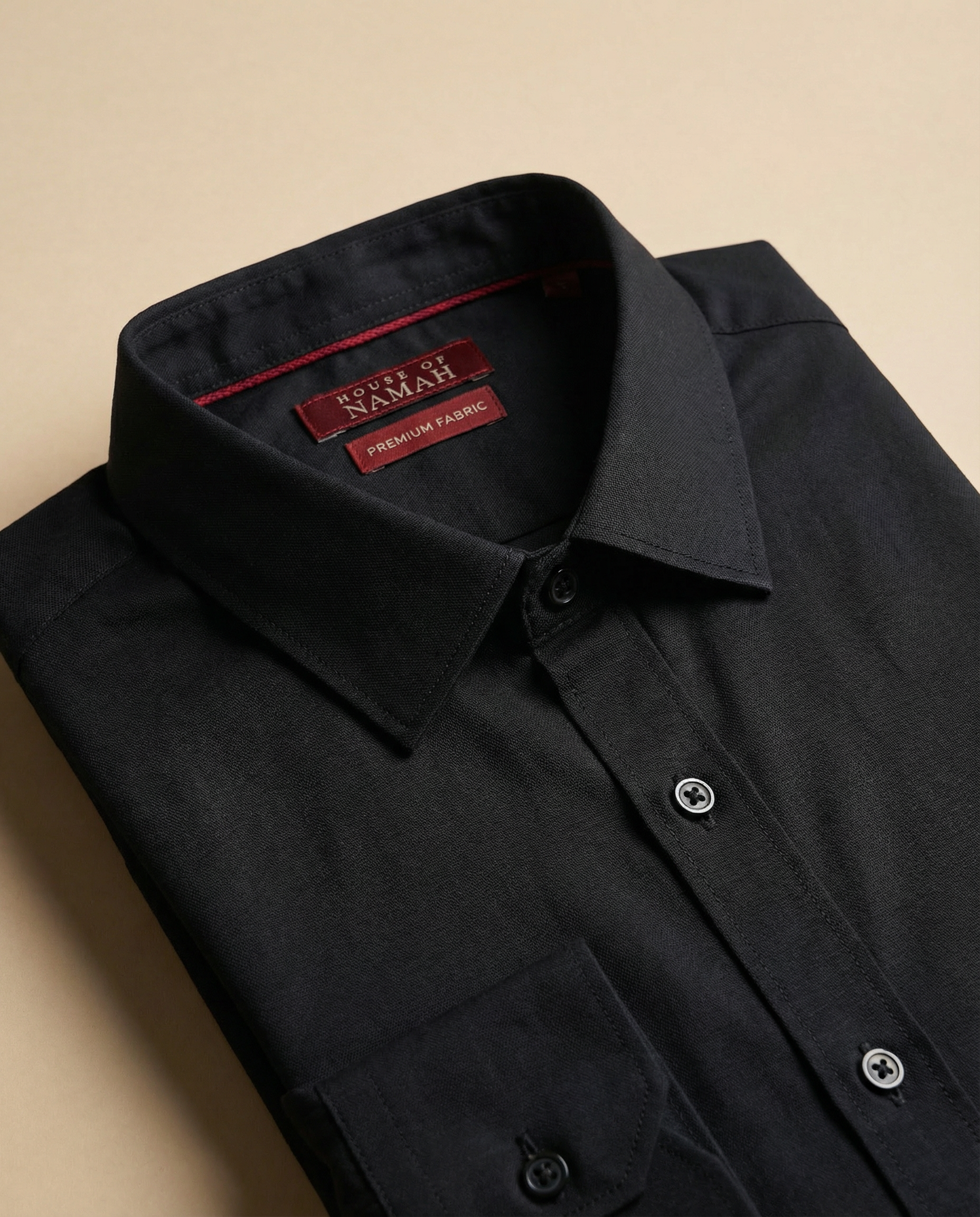 Ink Black Poplin Stretch Cotton Shirt