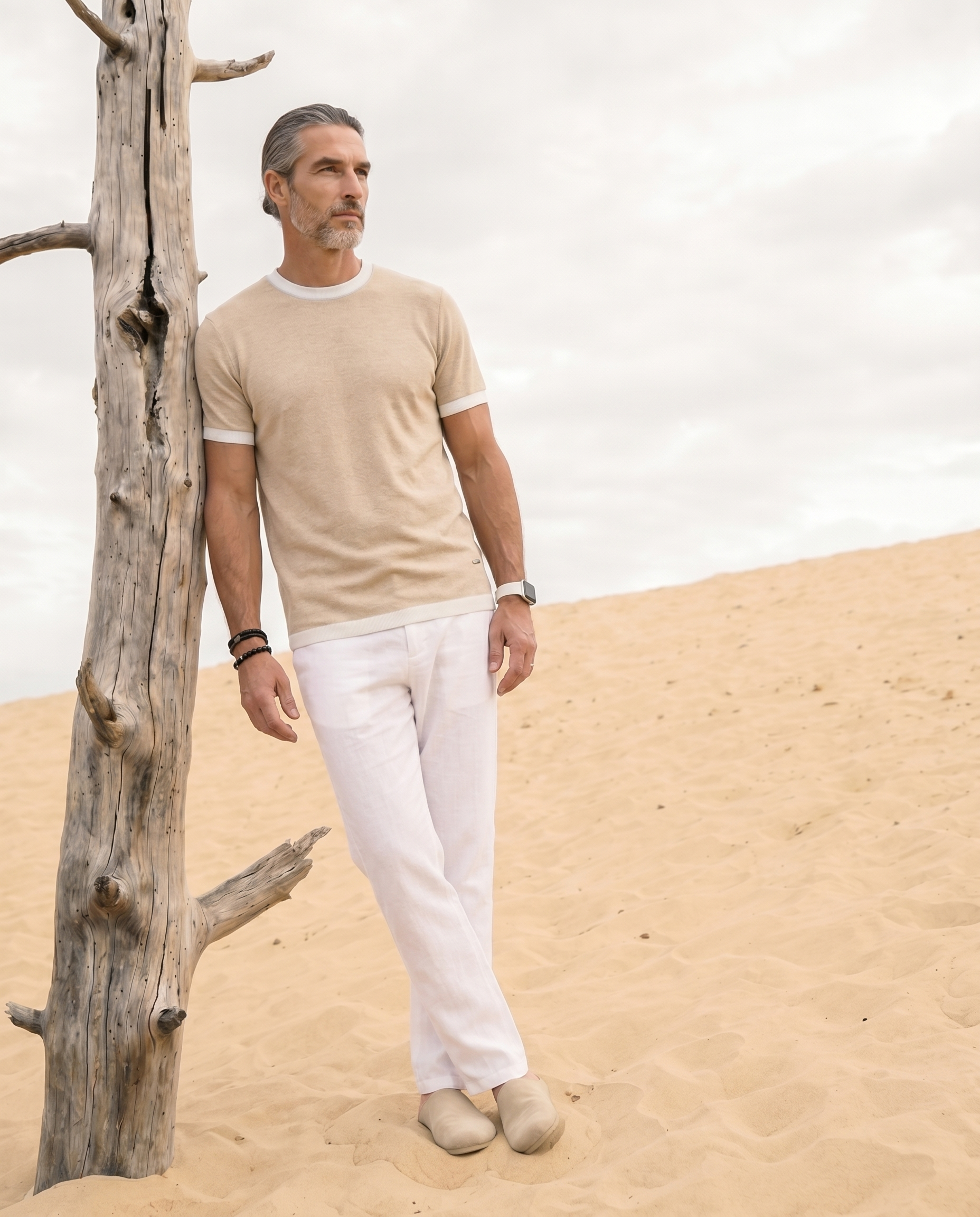 Beige Mill Contrast T-Shirt