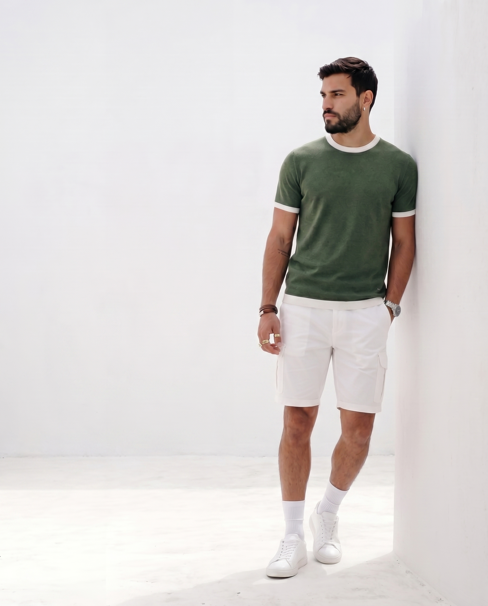 Khaki Green Mill Contrast T-Shirt