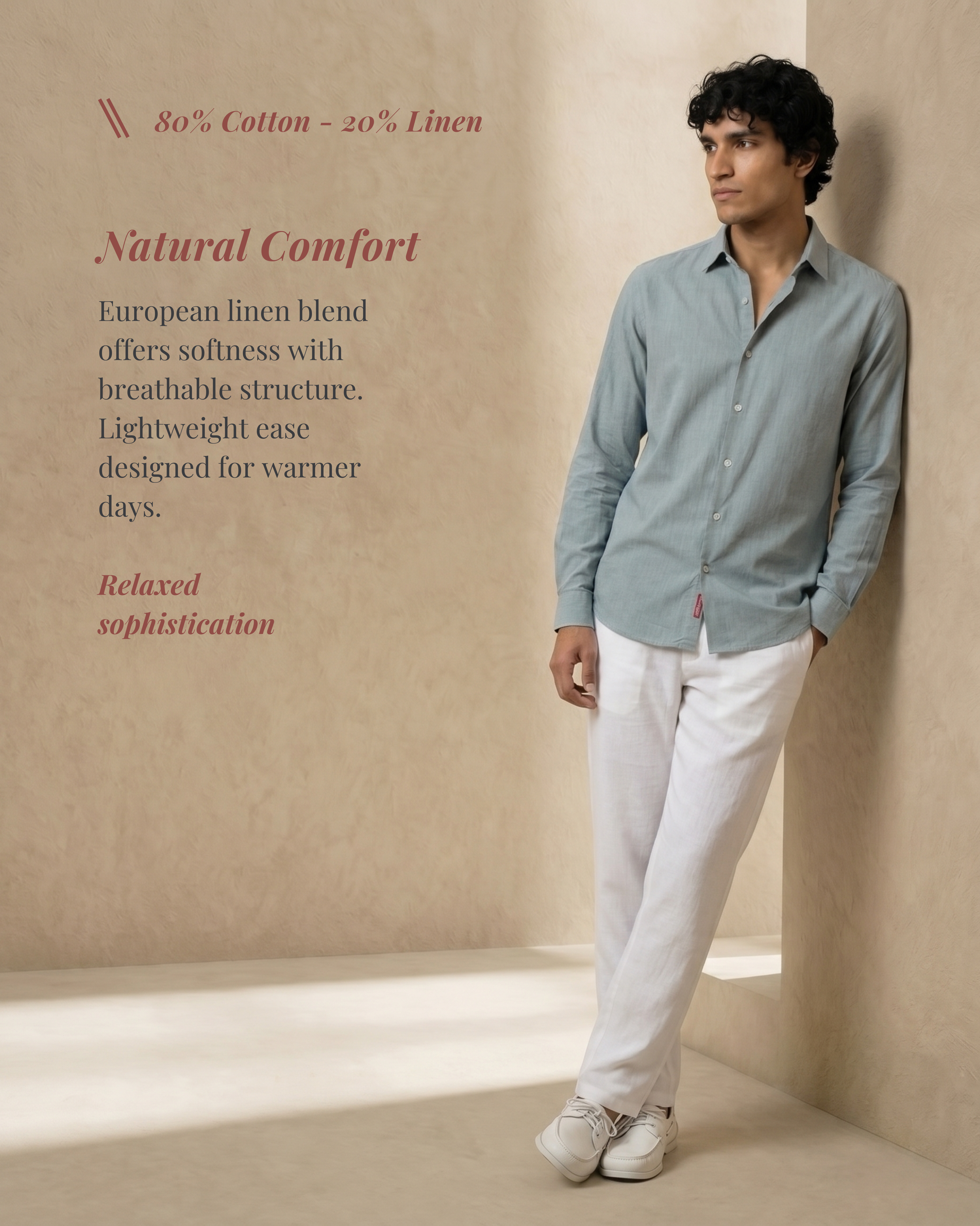 Asphalt Blue Linen Blend Shirt