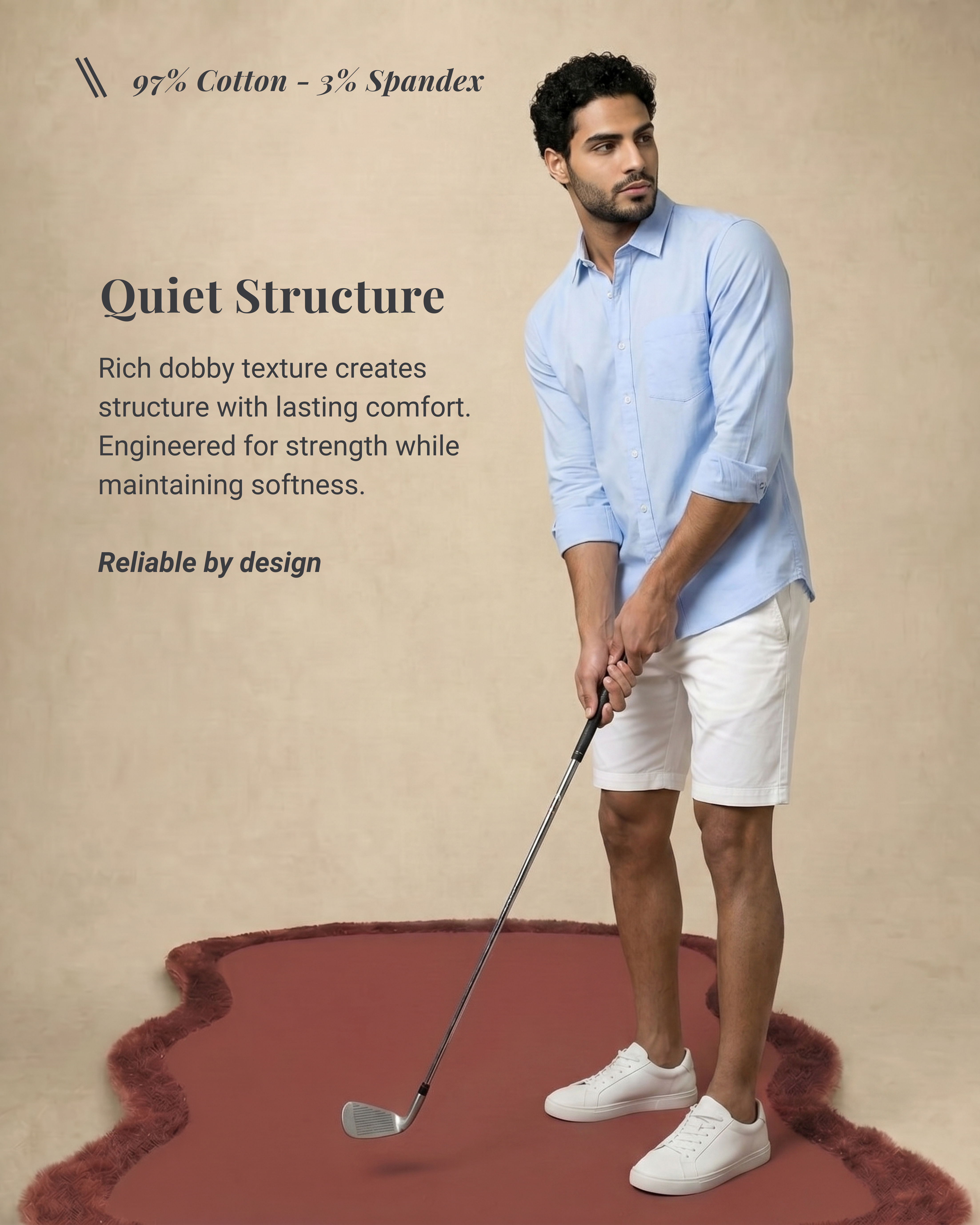 Sky Blue Heavy Oxford Stretch Cotton Shirt