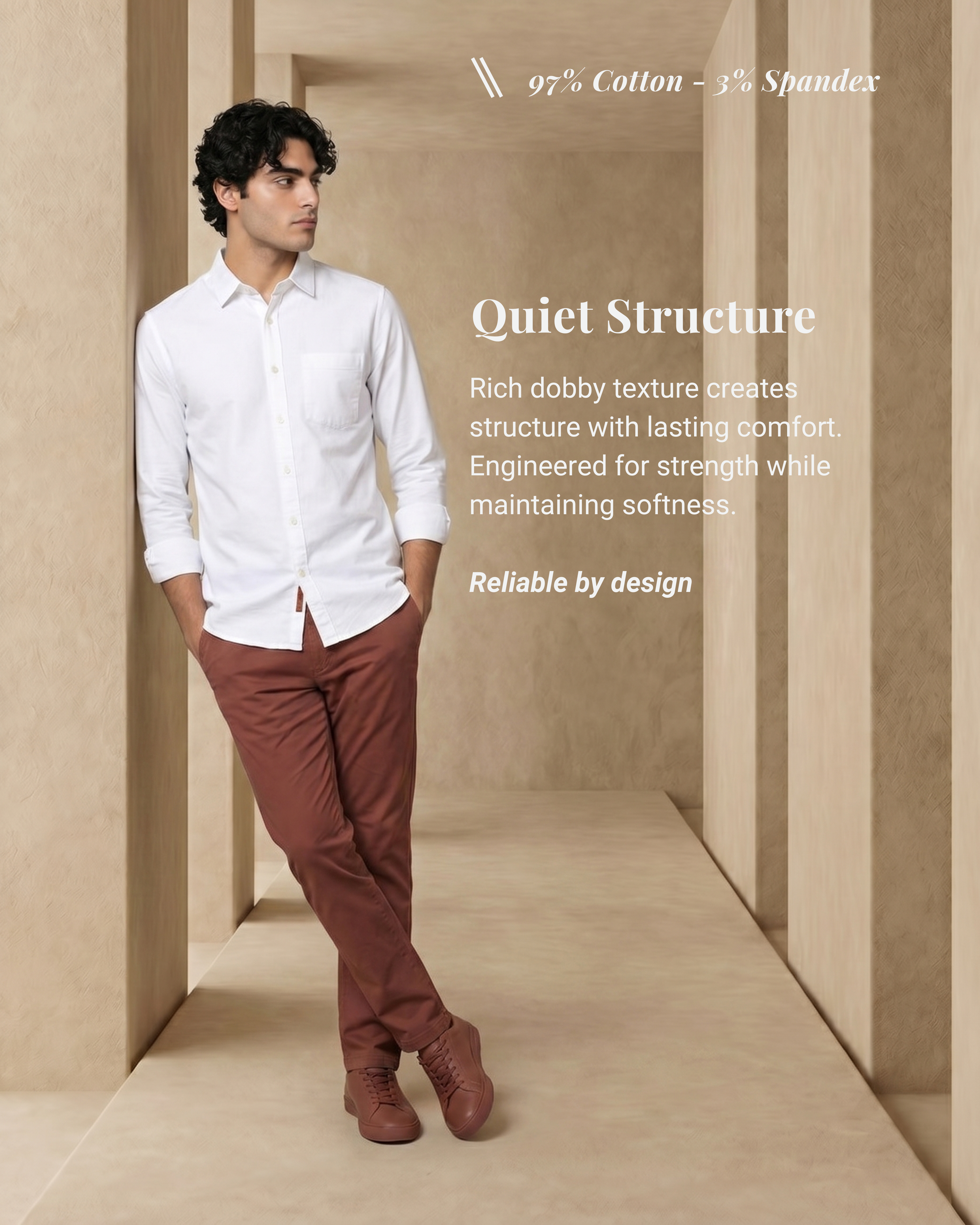 Pure White Heavy Oxford Stretch Cotton Shirt