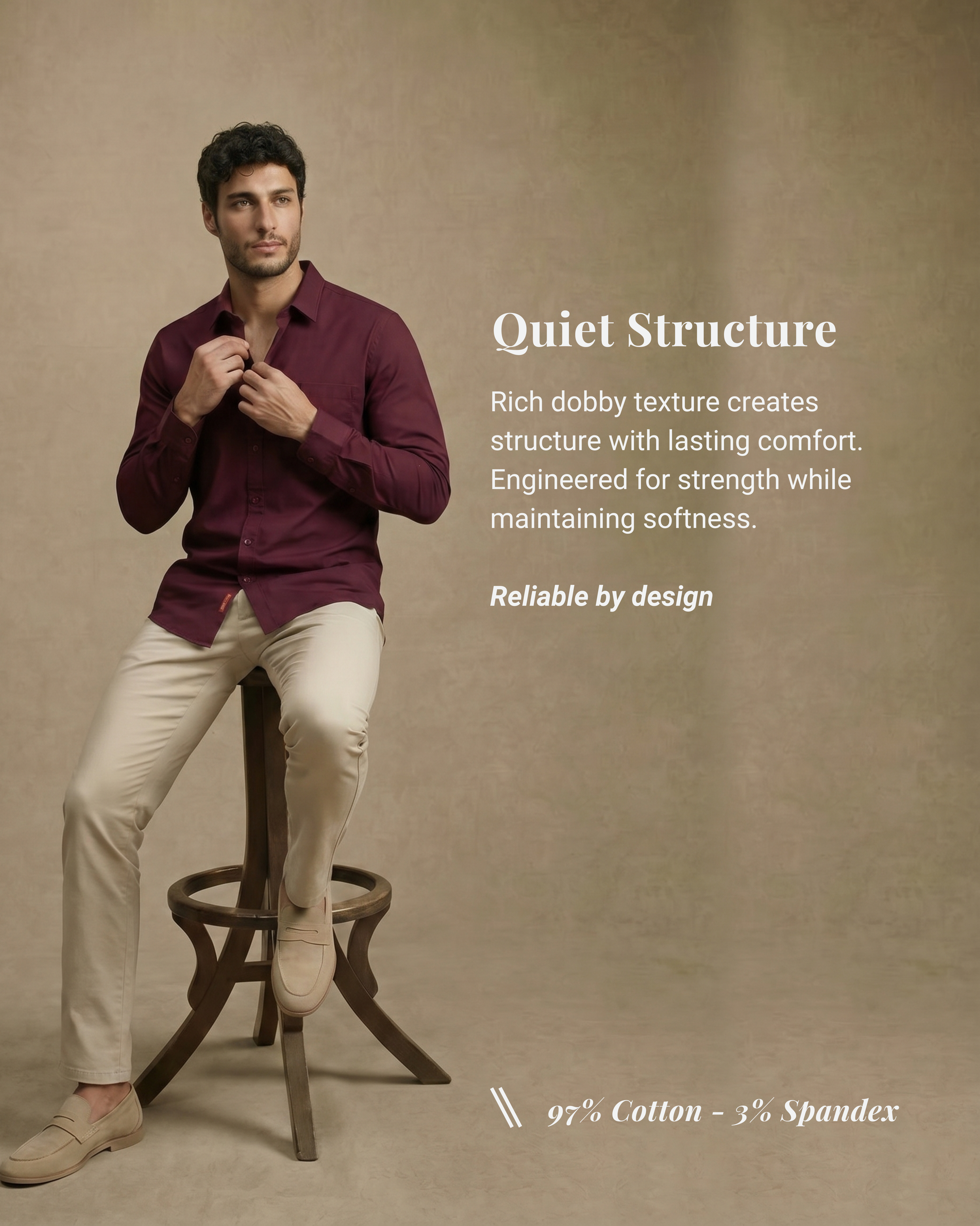 Deep Maroon Heavy Oxford Stretch Cotton Shirt