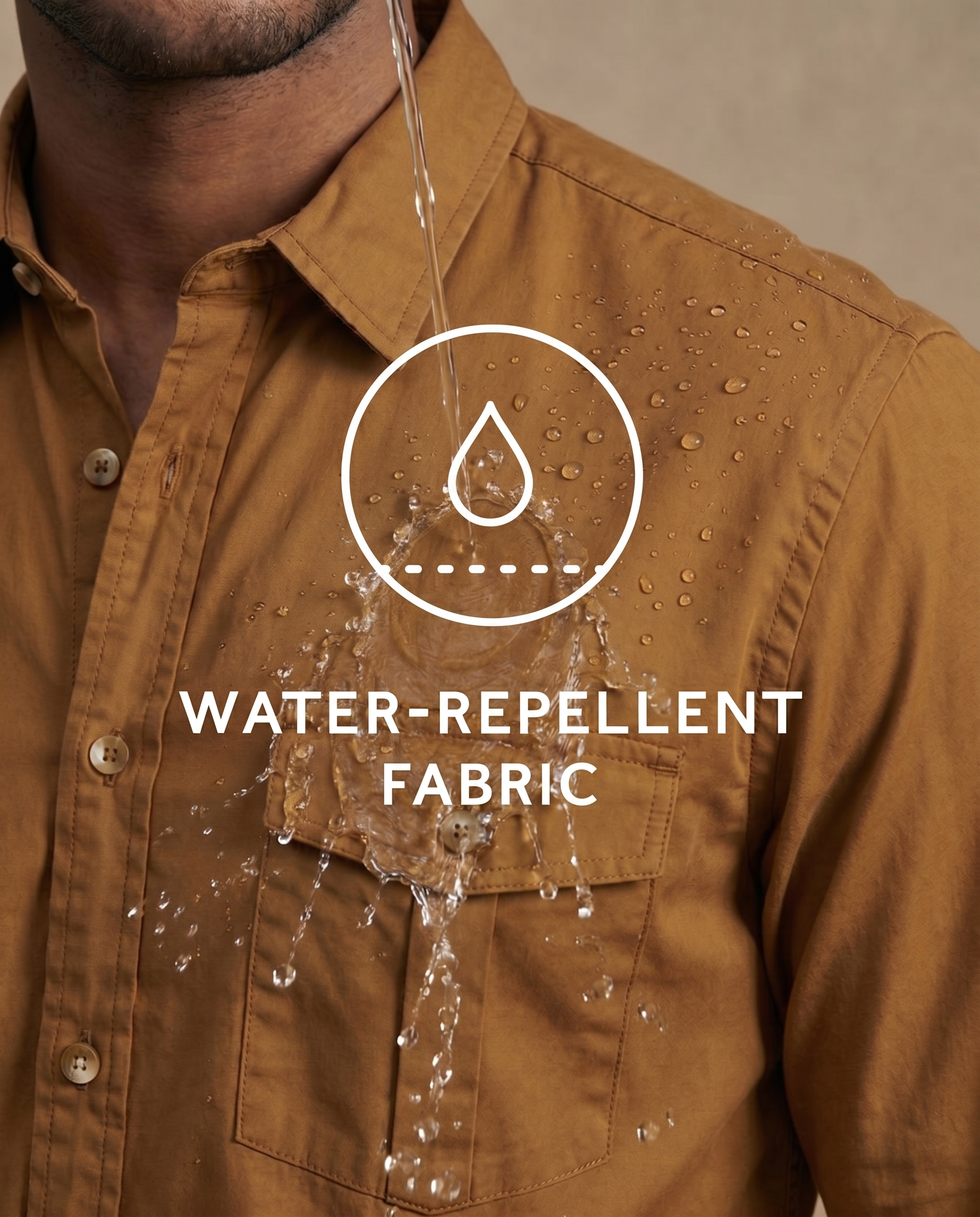 100% Cotton Water Repellant Deep Ochre Safari Shirt