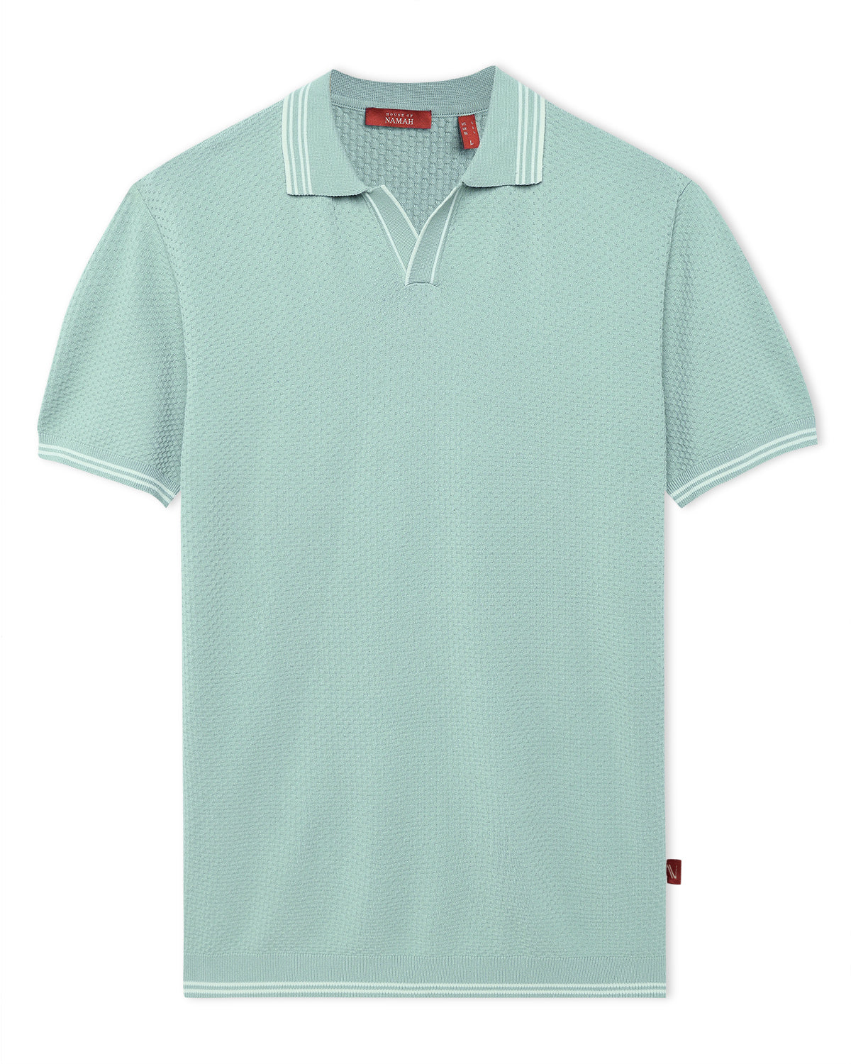 Mint Green Ultra Stretch Waffle V-Polo