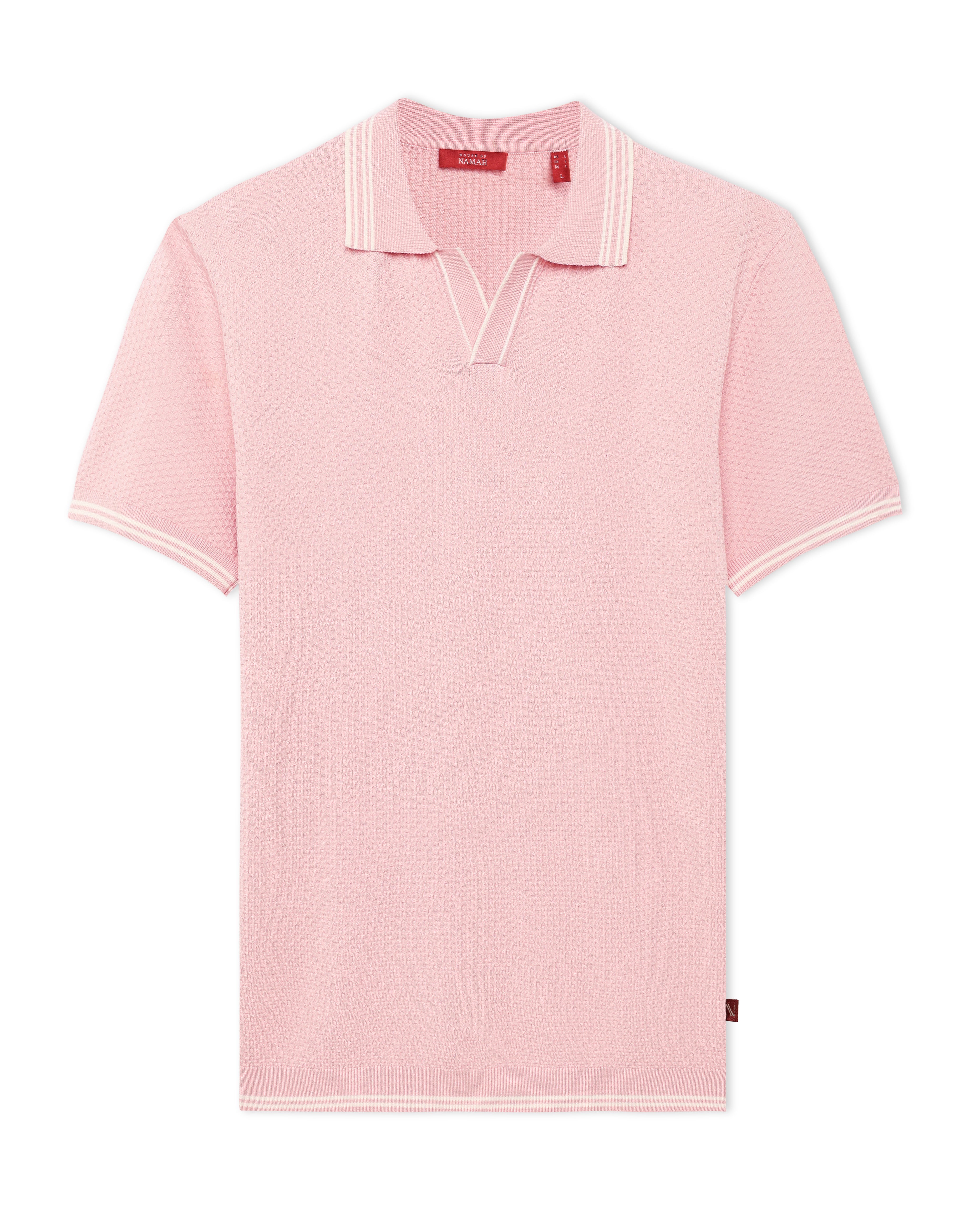 Clay Pink Ultra Stretch Waffle V-Polo