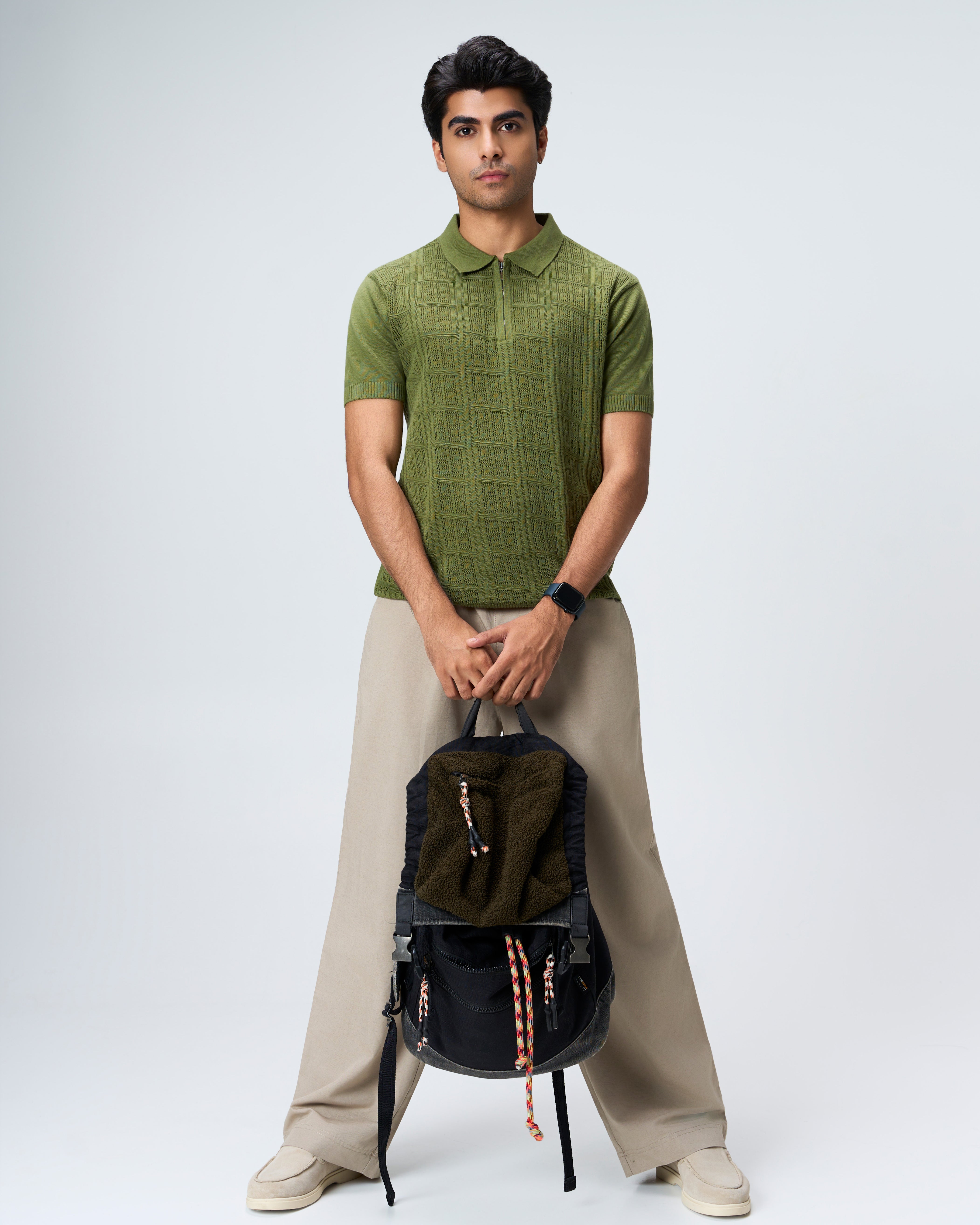 Sage Green Martix Z-Polo - 100% Cotton - II