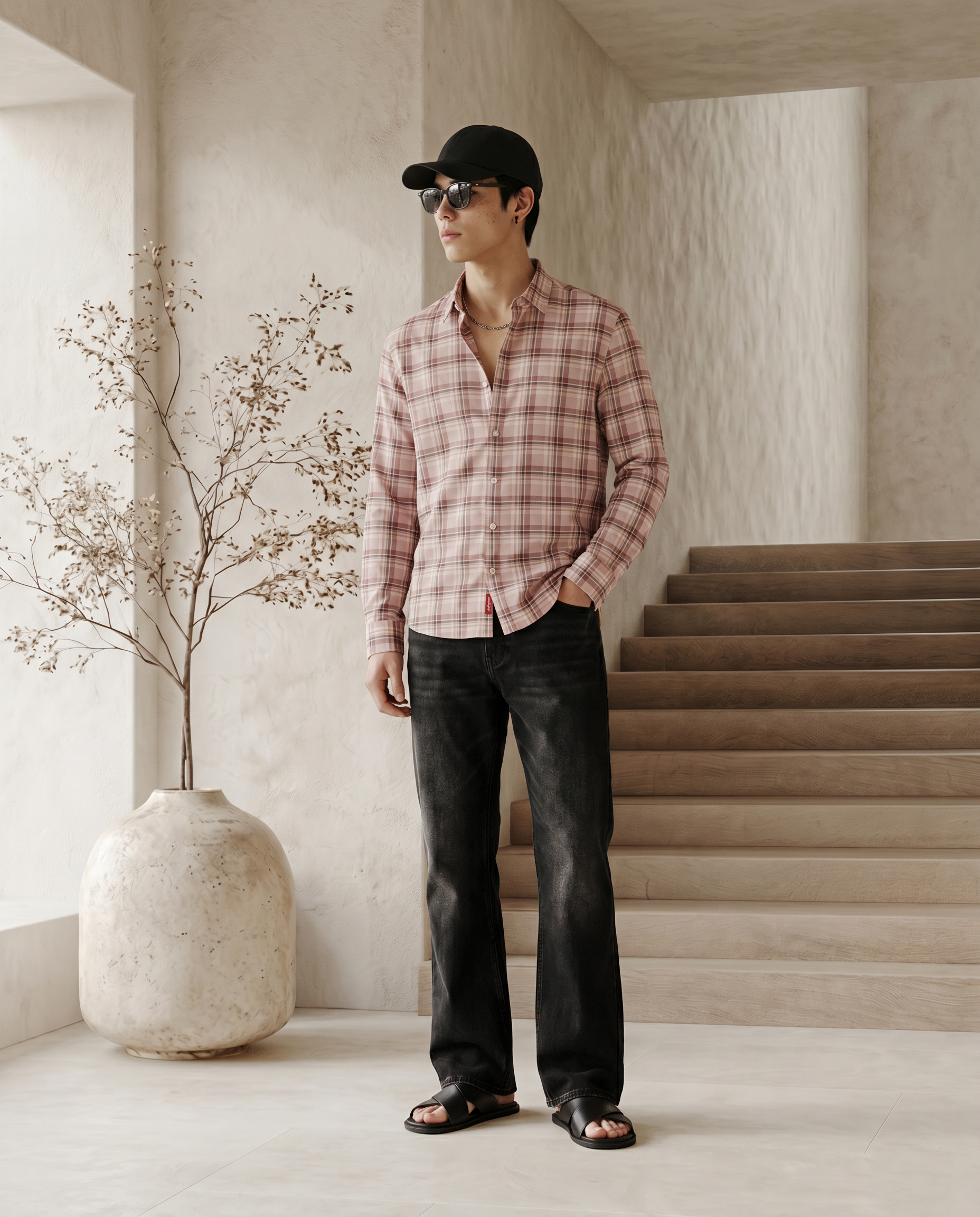 Dusky Pink Checks Shirt