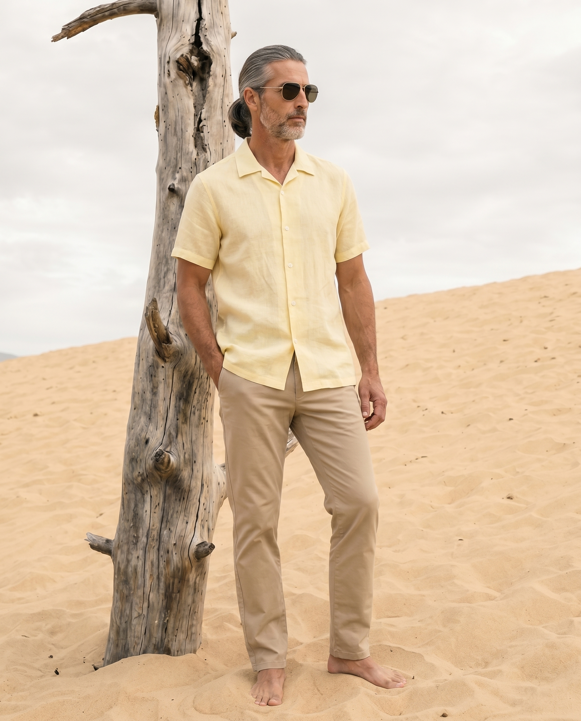 Butter Yellow Cuban Collar Shirt