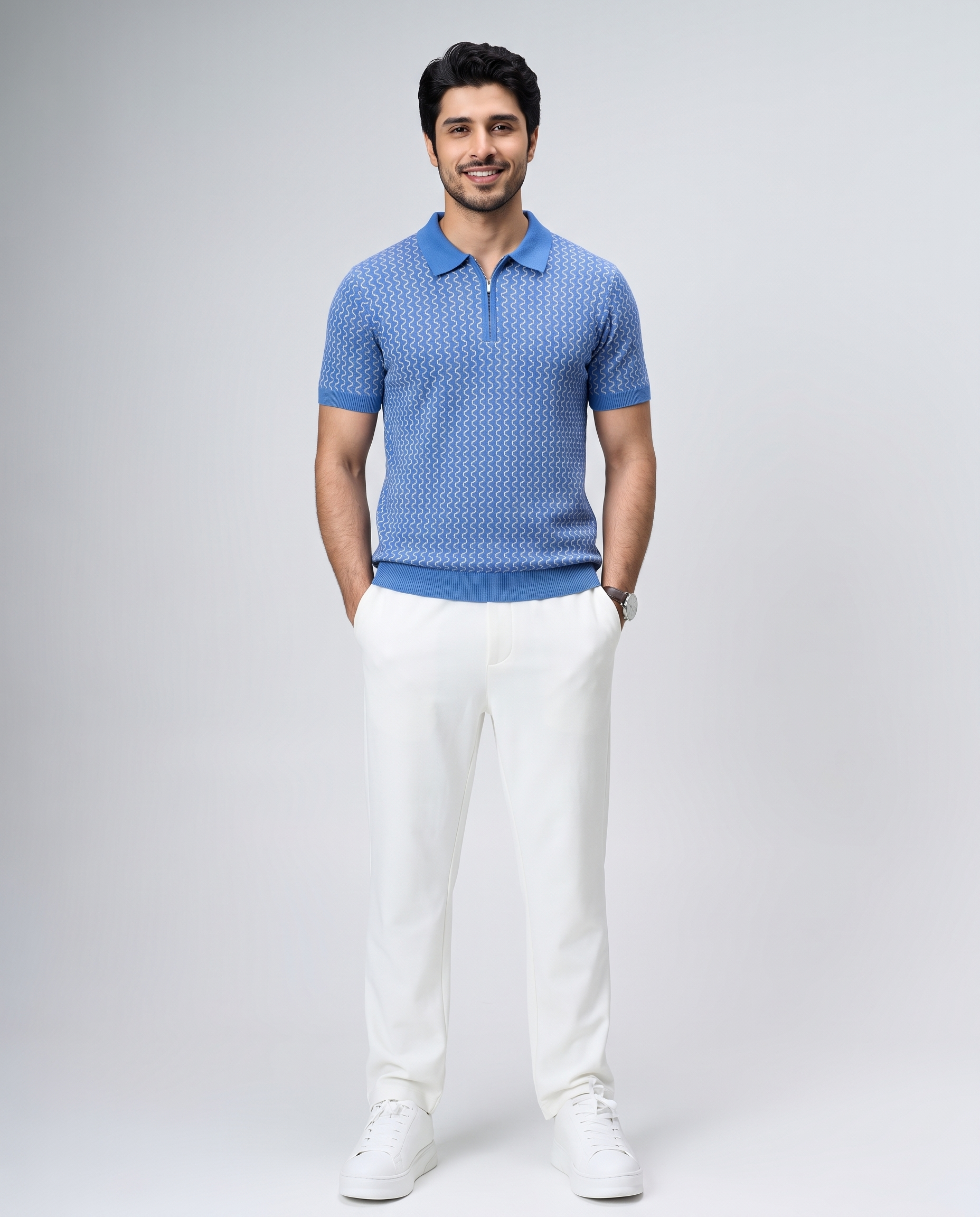 Denim Blue Waveline Z-Polo
