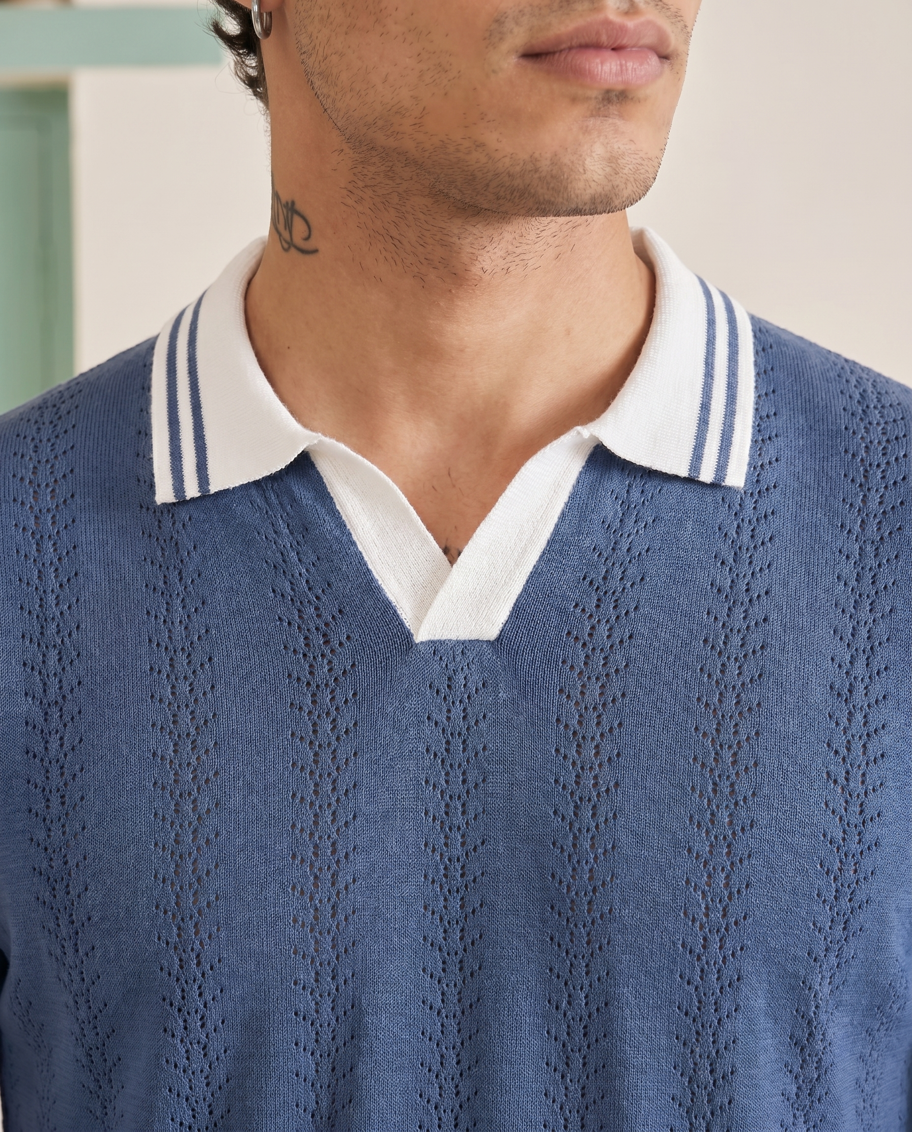 Midnight Blue Mill Varsity V-Polo