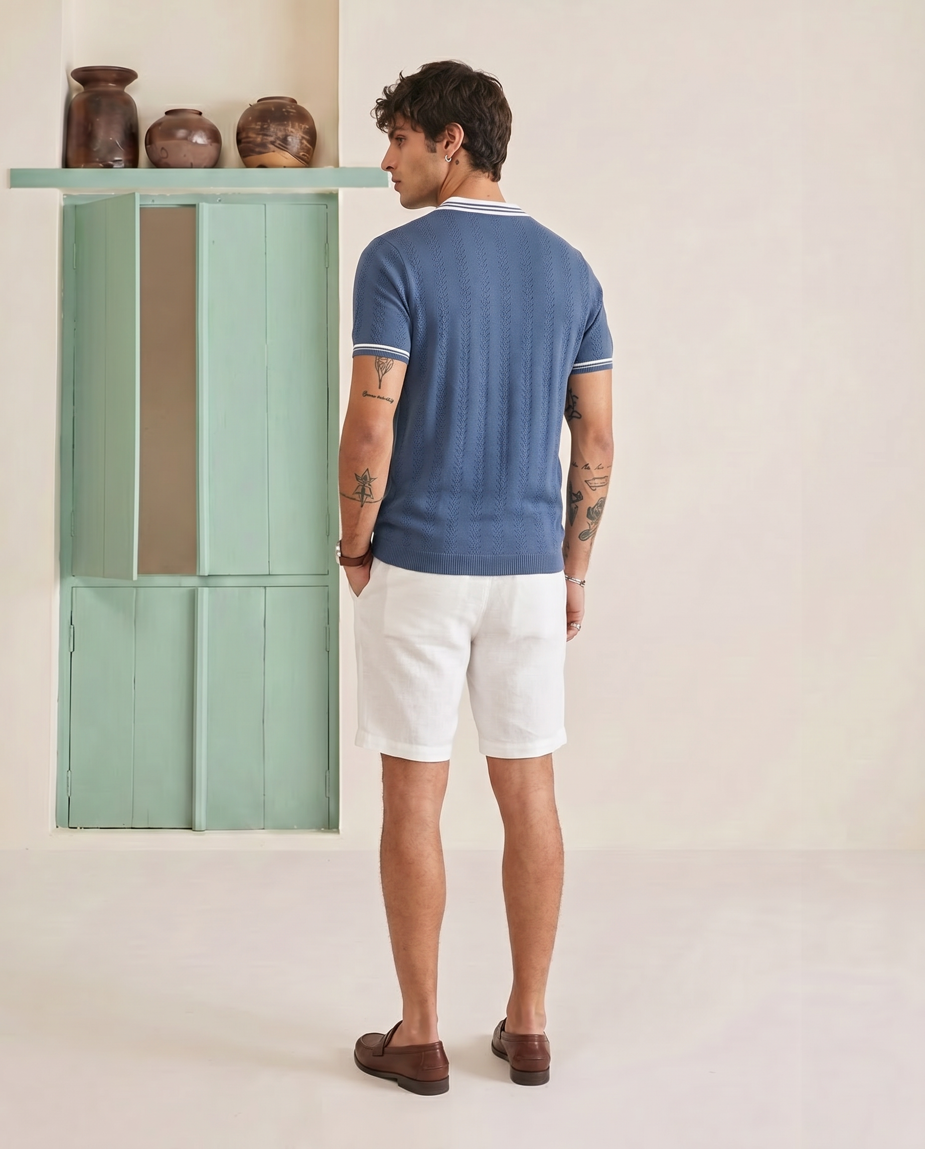 Midnight Blue Mill Varsity V-Polo