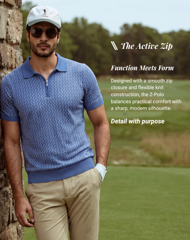 Denim Blue Waveline Z-Polo