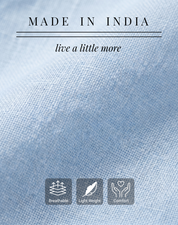 Ice Blue Breeze Linen Blend Shirt