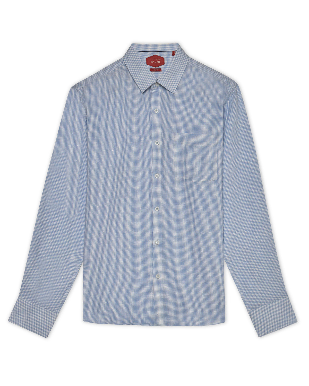 Powder Blue Microcheck 100% Linen Shirt
