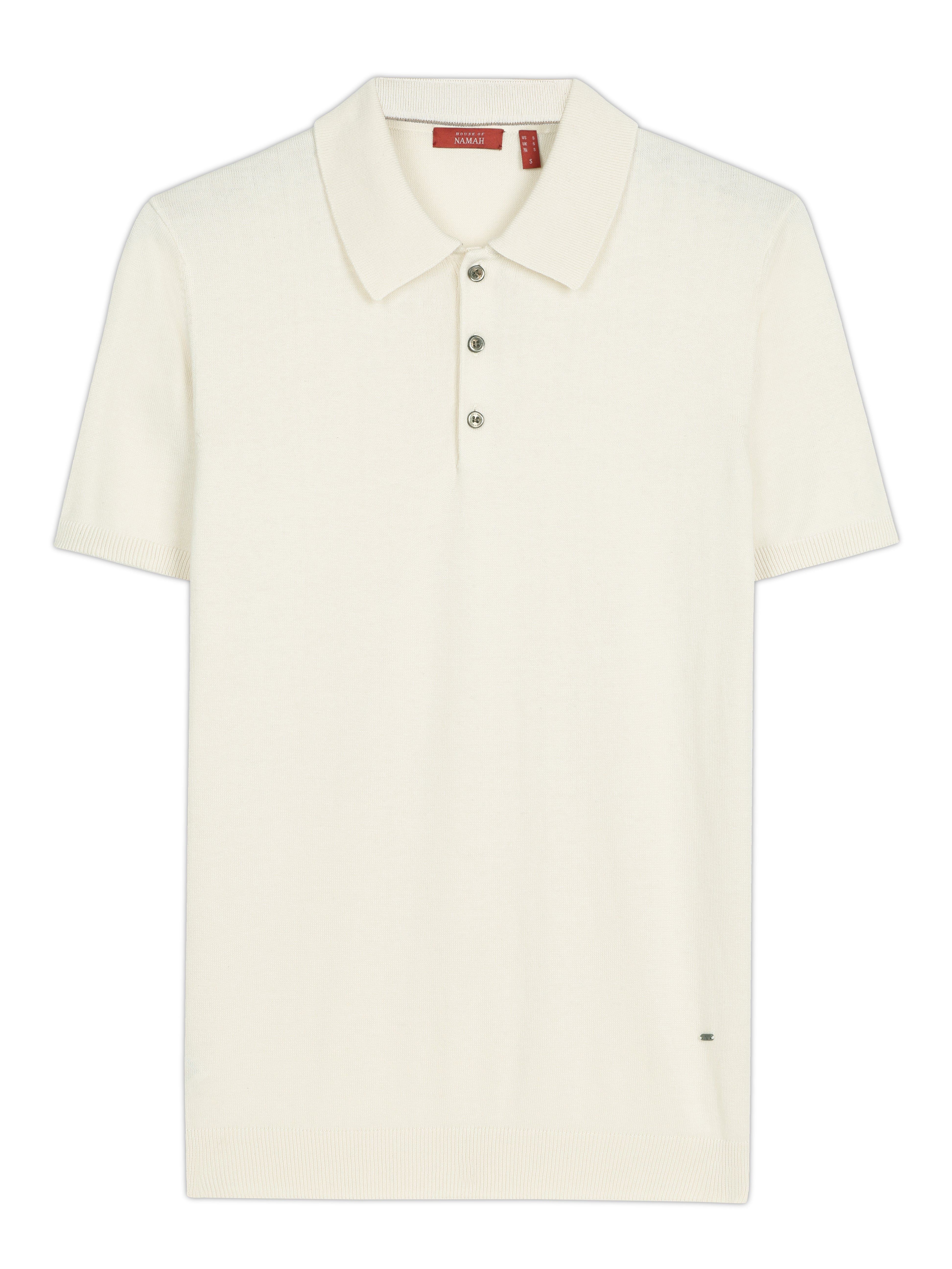 SOFT WHITE COTTON-BAMBOO SIGNATURE POLO T-SHIRT