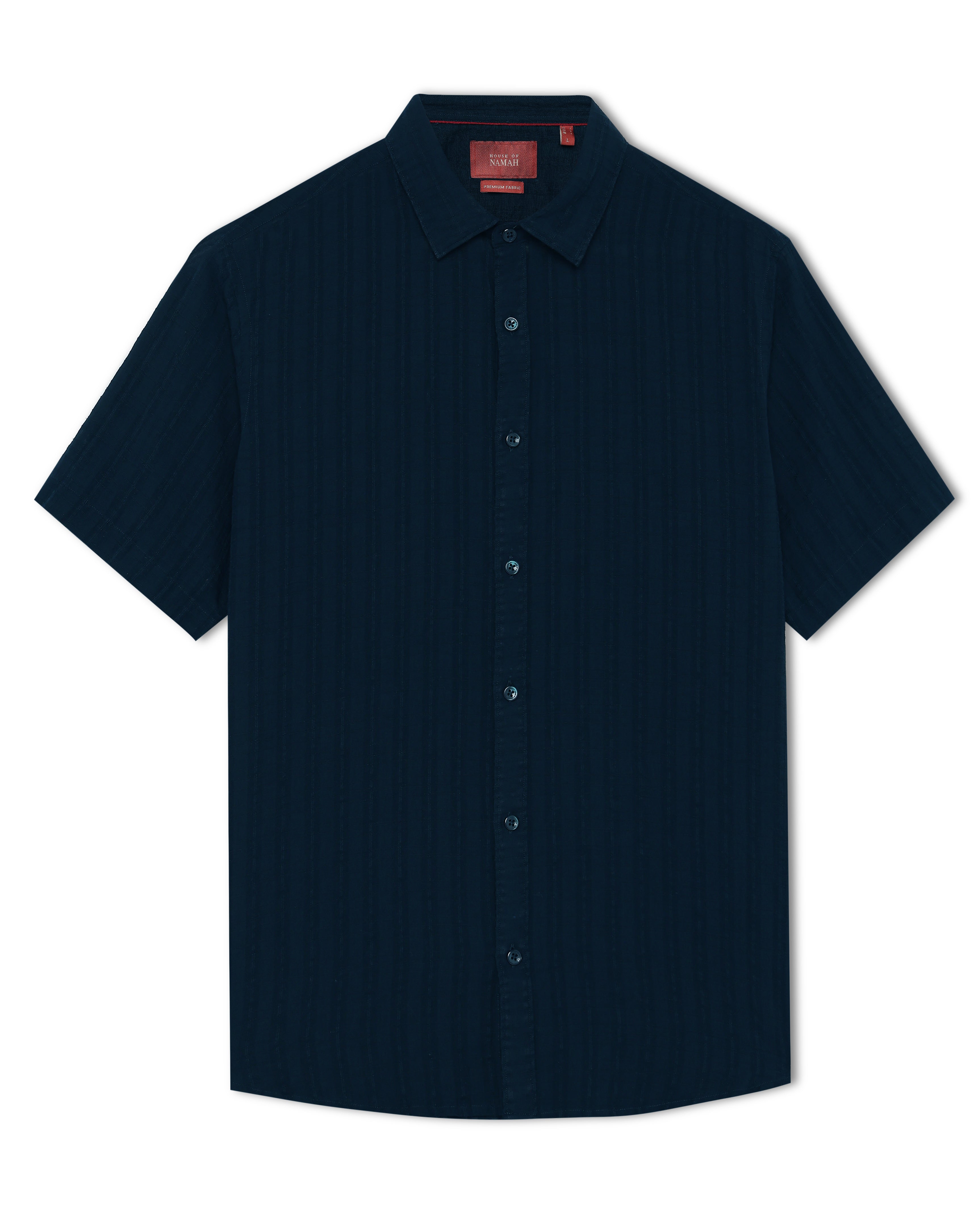 Midnight Blue Tonal Grid Shirt