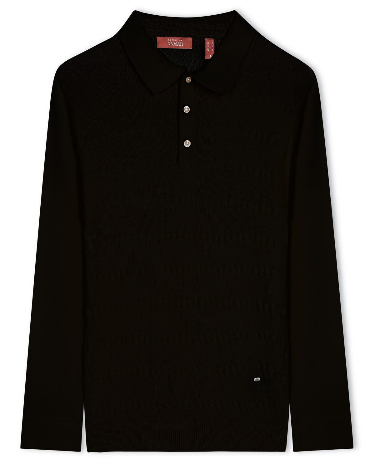 Ink Black Pointelle B-polo