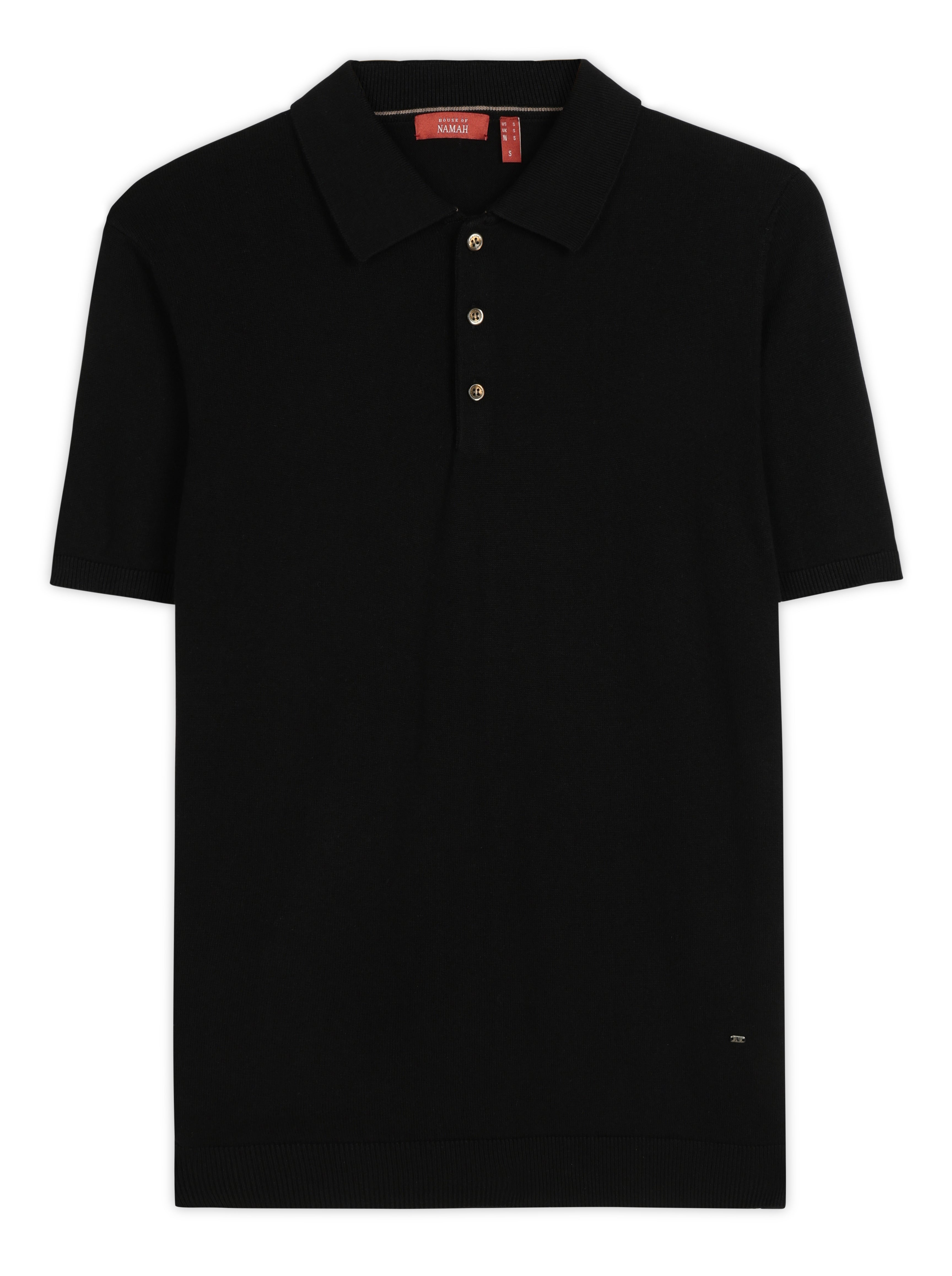 INK BLACK COTTON-BAMBOO SIGNATURE POLO T-SHIRT