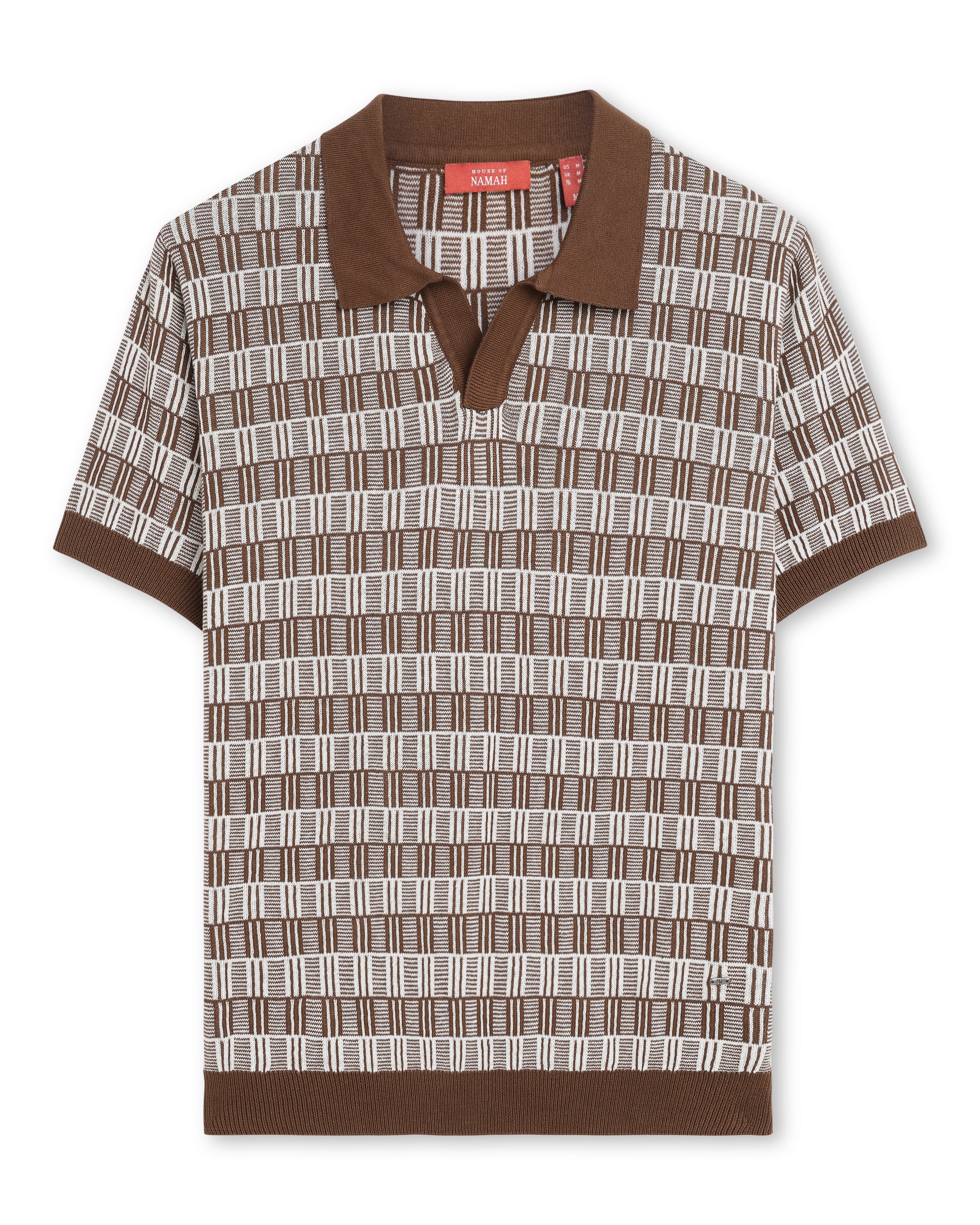 Cocoa Brown Luxe Gridline V-Polo - 100% Cotton - II