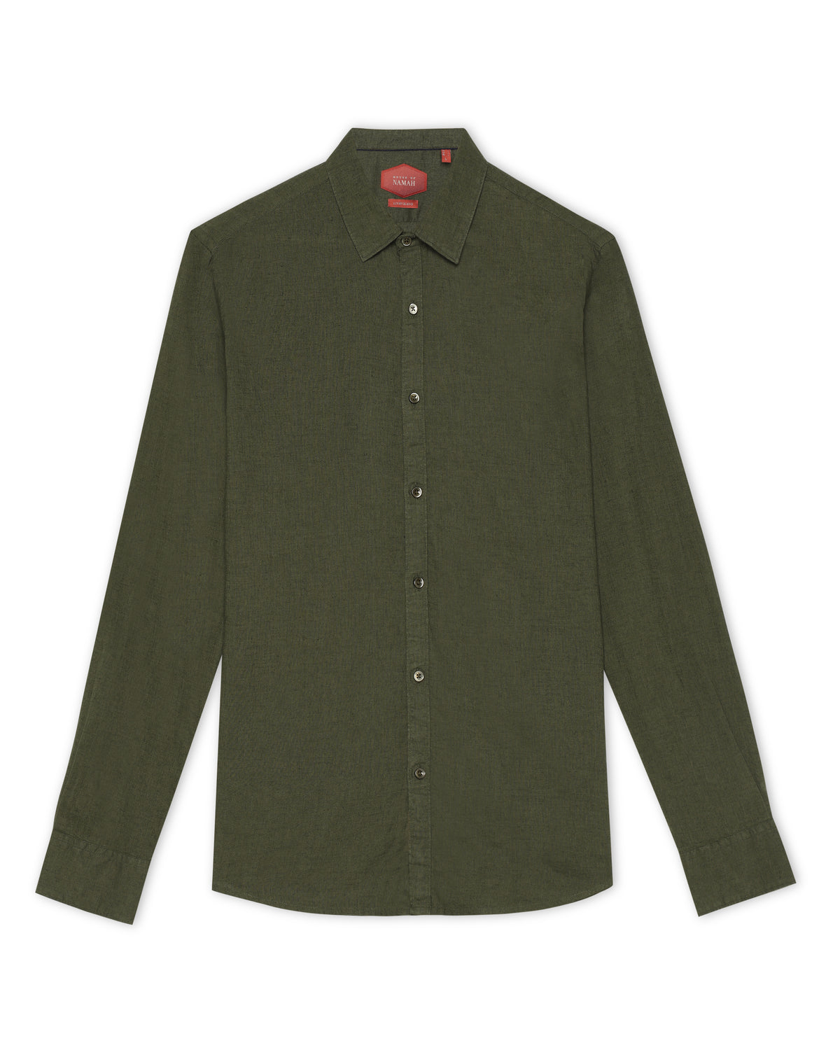 Olive Green Cosmo Linen Blend Shirt