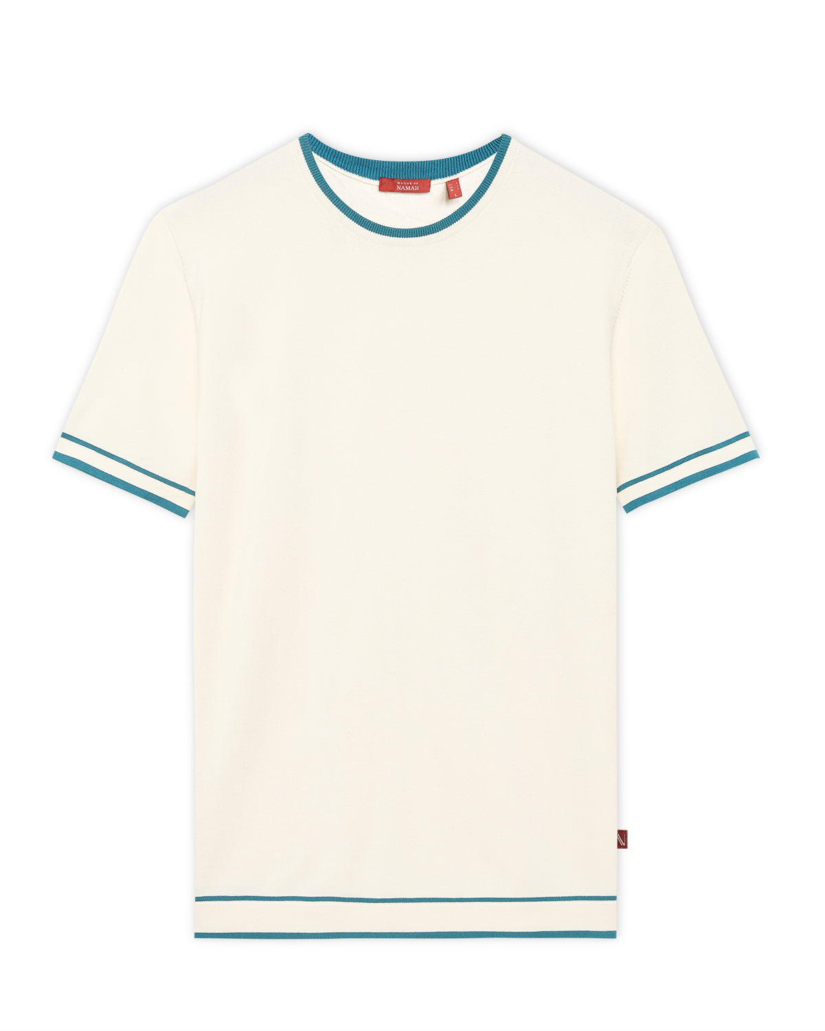 Soft White Contrast Neck T-Shirt