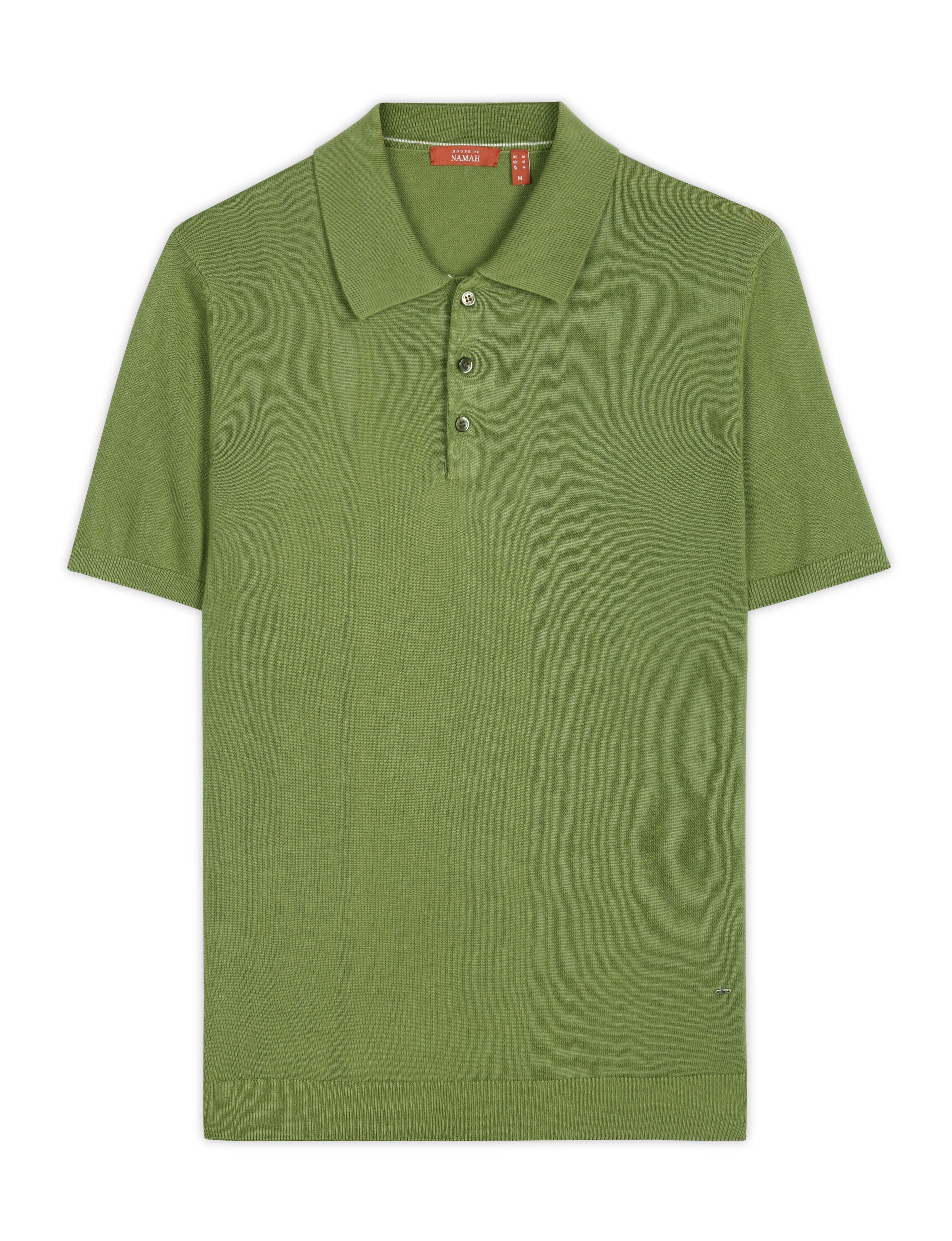 GRASS GREEN COTTON-BAMBOO SIGNATURE POLO T-SHIRT