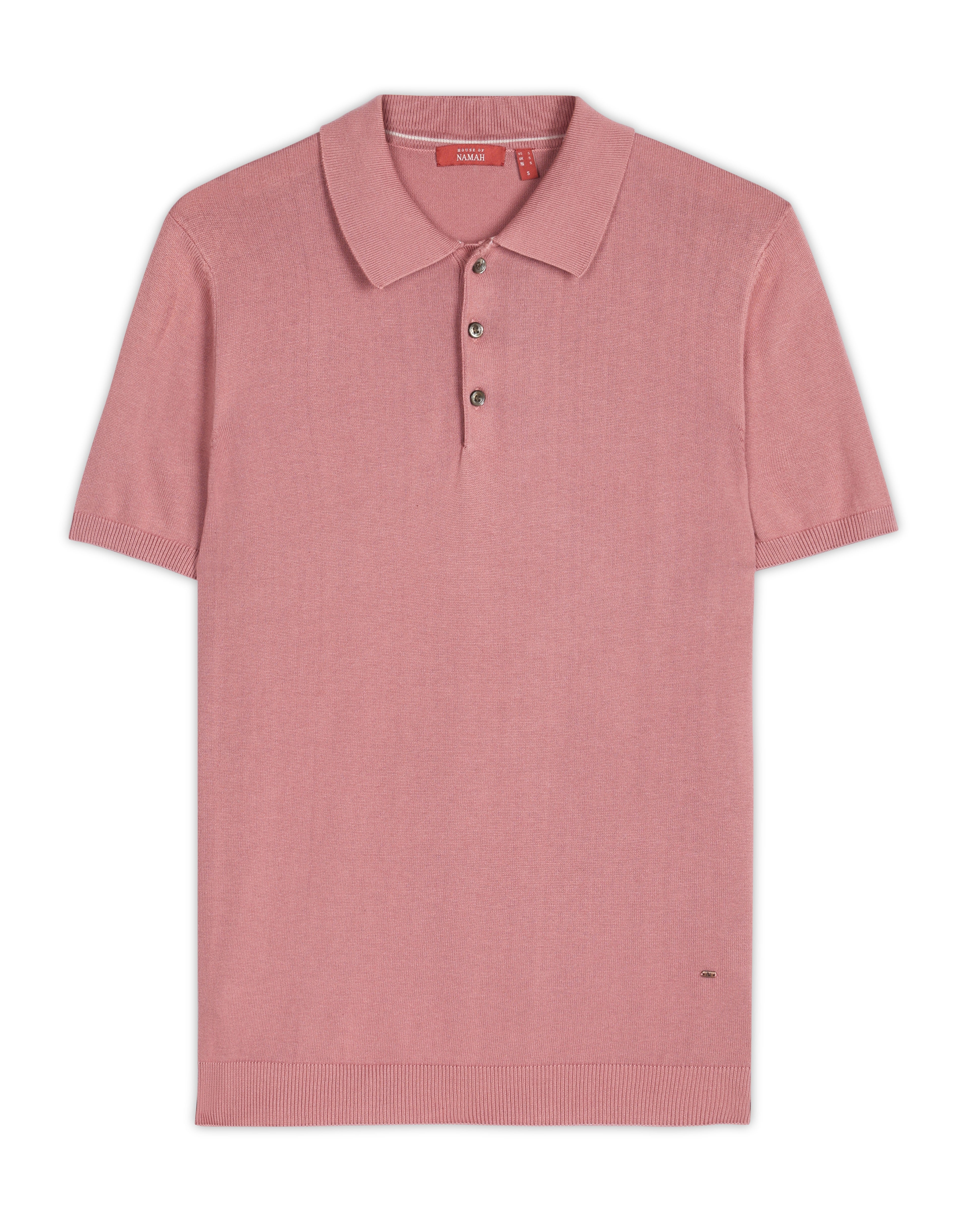 CLAY PINK COTTON-BAMBOO SIGNATURE POLO T-SHIRT
