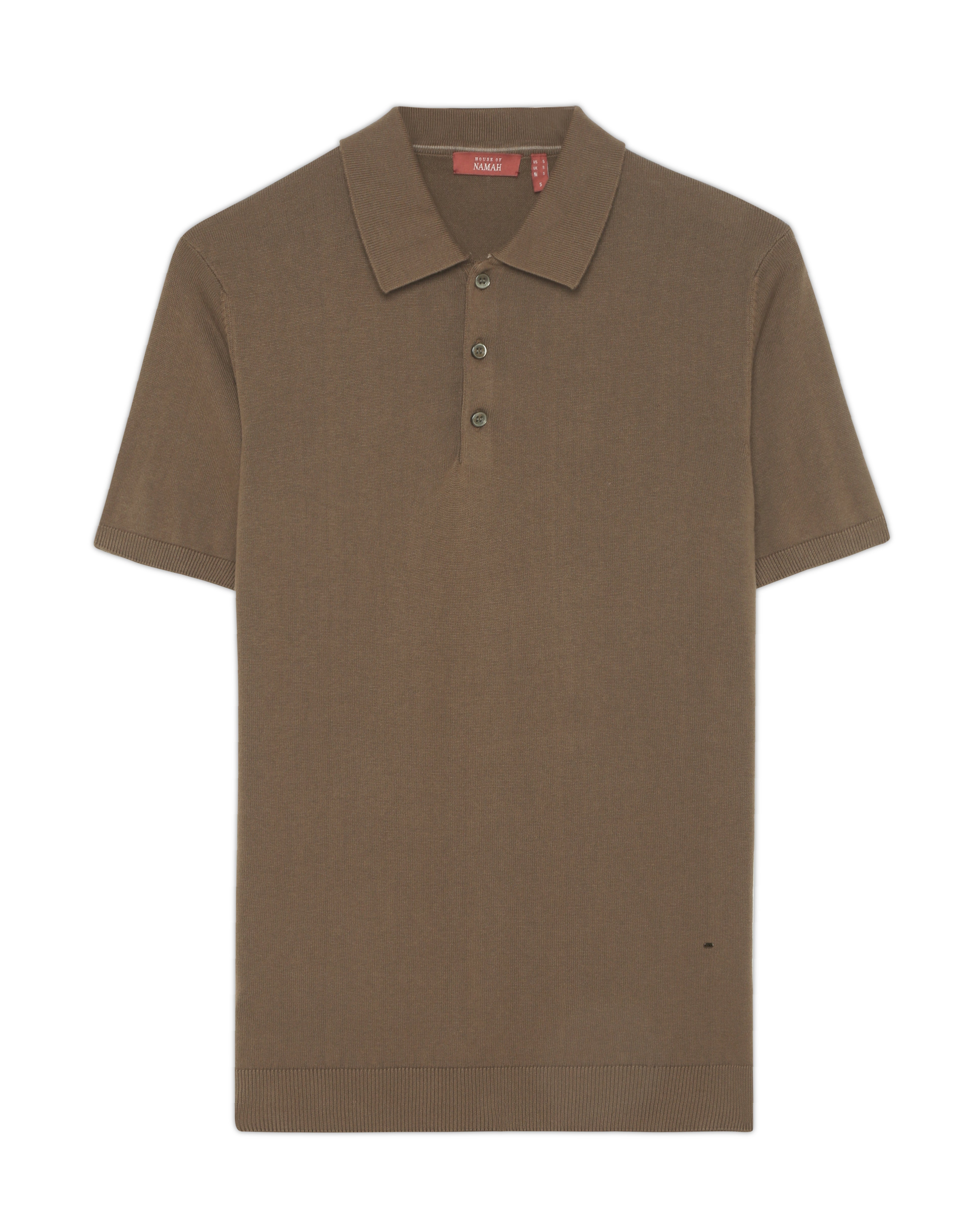 COCOA BROWN COTTON-BAMBOO SIGNATURE POLO T-SHIRT